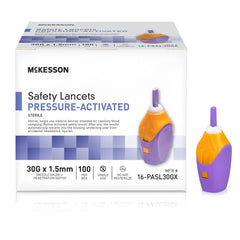 McKesson Pressure Activated Safety Lancets, 30 Gauge, Purple