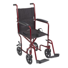 drive Lightweight Transport Chair, Red, 17-Inch Seat Width