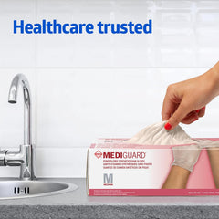 Mediguard Vinyl Synthetic Exam Gloves, Clear, Medium, 150Count