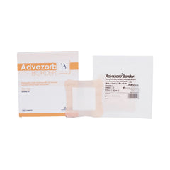 Advazorb Border® Silicone Adhesive with Border Silicone Foam Dressing, 4 x 4 Inch