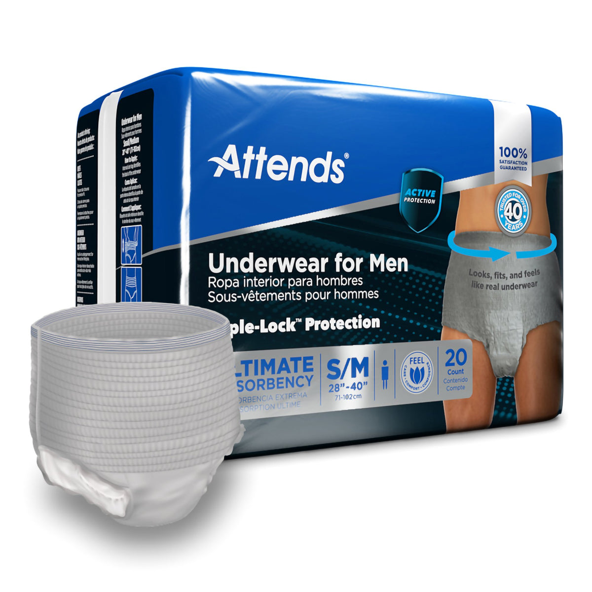 Attends® Discreet Men's Underwear, Level 5, Small / Medium