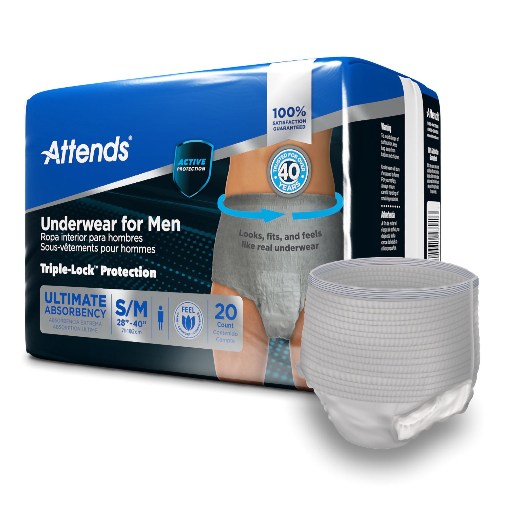 Attends® Discreet Men's Underwear, Level 5, Small / Medium