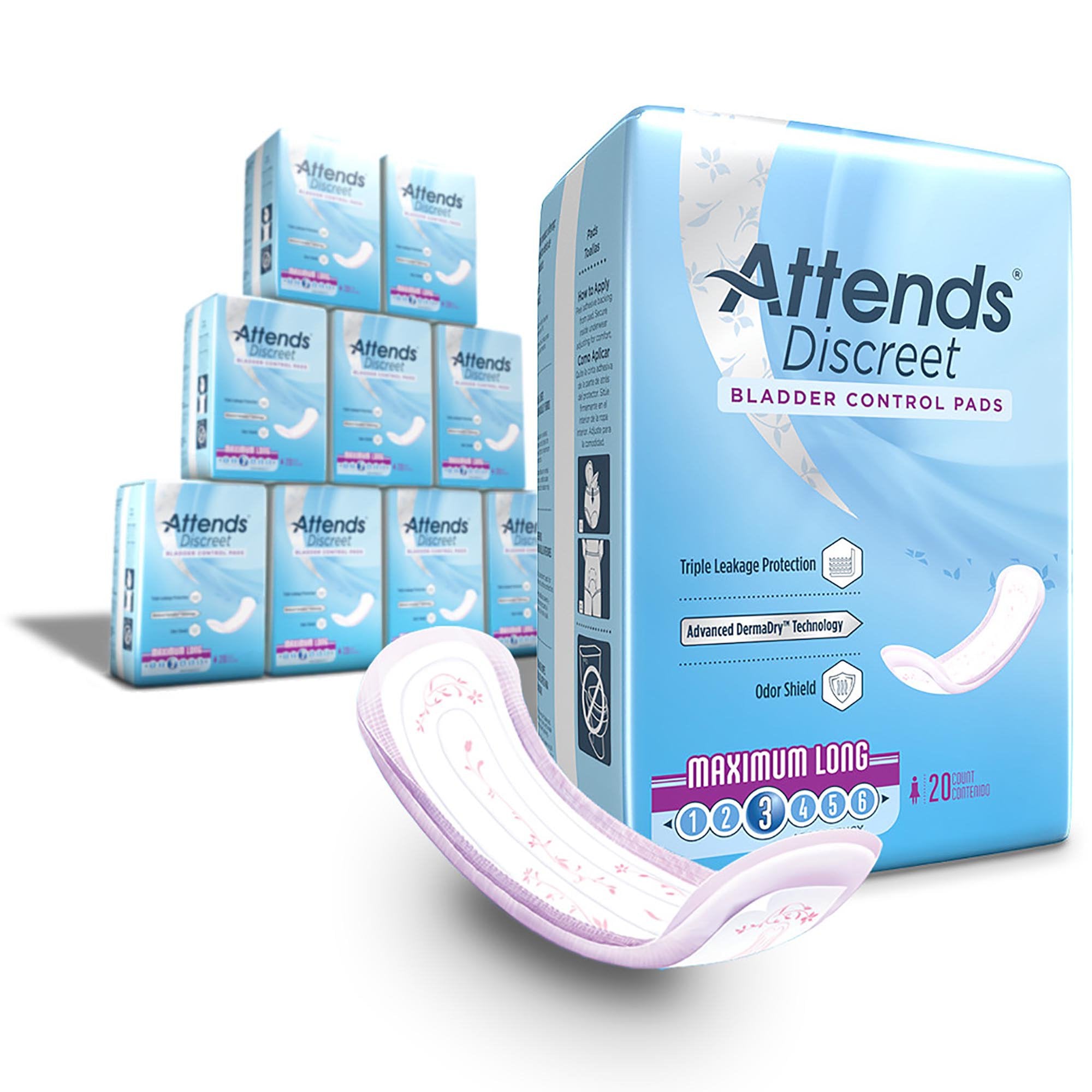 Attends® Discreet Women's Maximum Long Bladder Control Pad, 14Â½-Inch Length