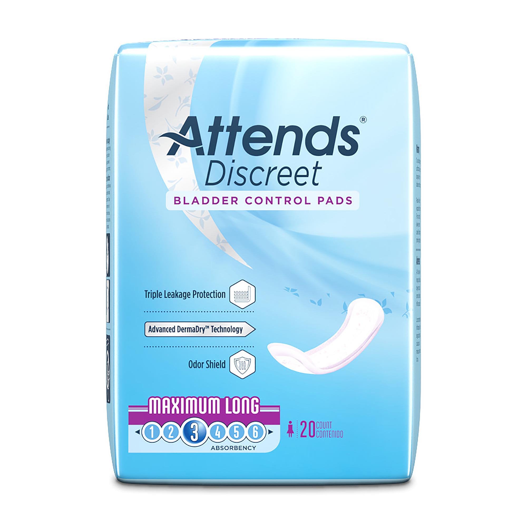 Attends® Discreet Women's Maximum Long Bladder Control Pad, 14Â½-Inch Length