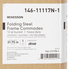 McKesson Fixed Arm Steel Folding Commode Chair, 15Â½ â€“ 22 Inch