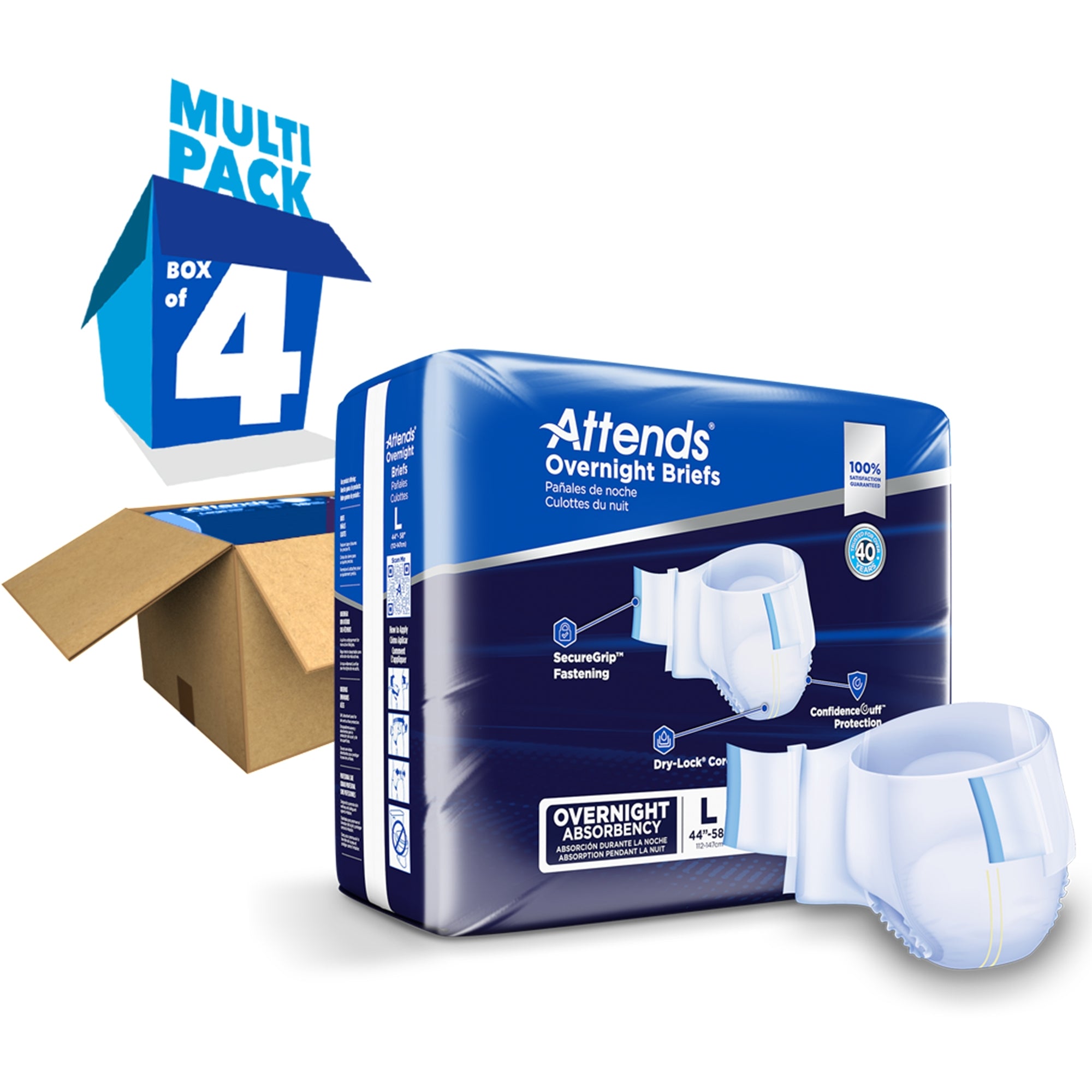 Attends® Briefs with Overnight Protection, Large