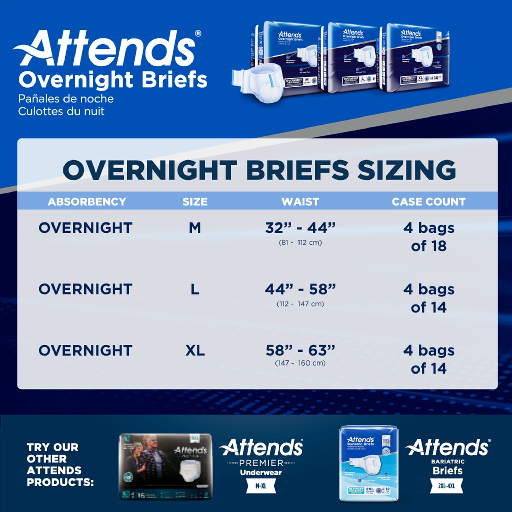 Attends® Briefs with Overnight Protection, Large