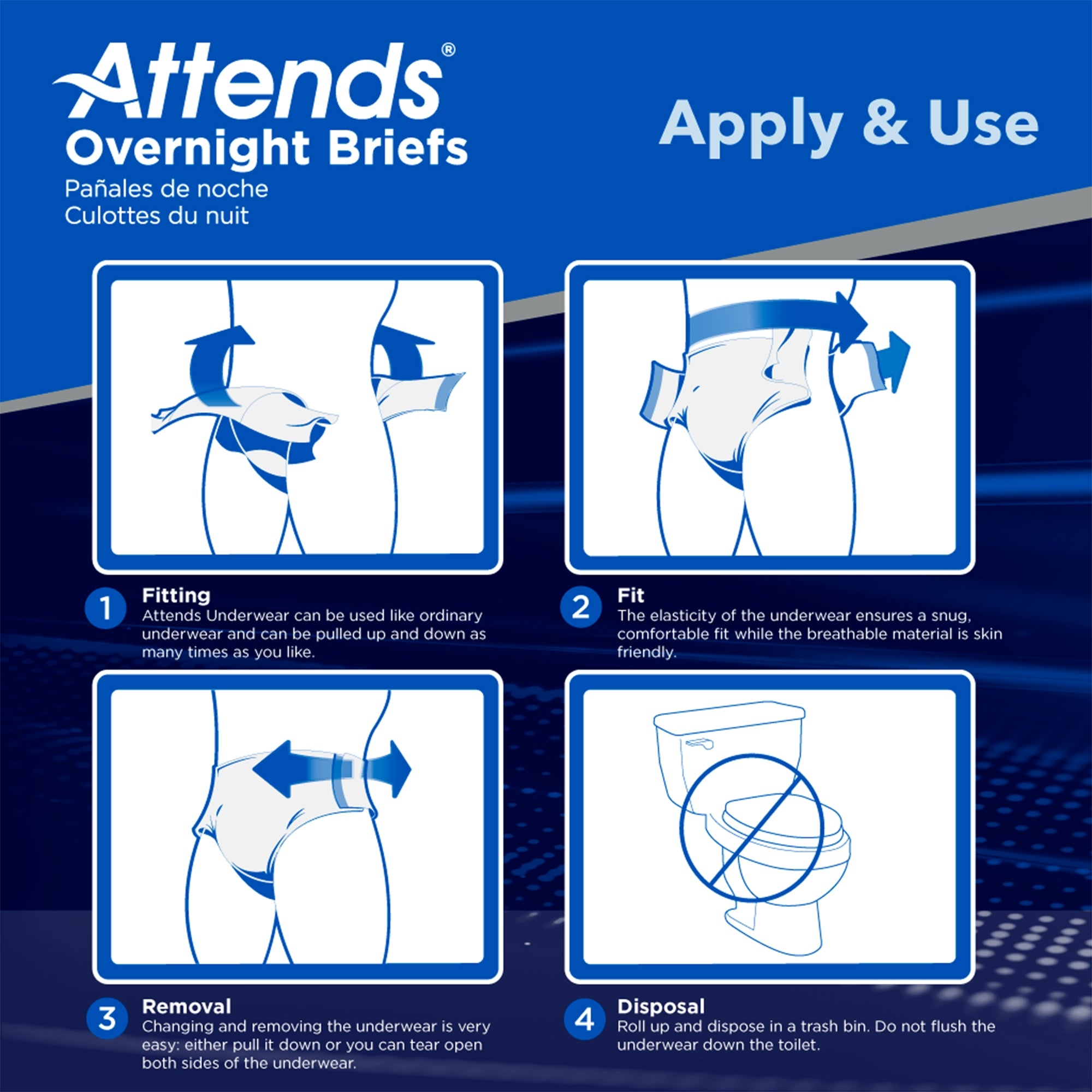 Attends® Briefs with Overnight Protection, Large