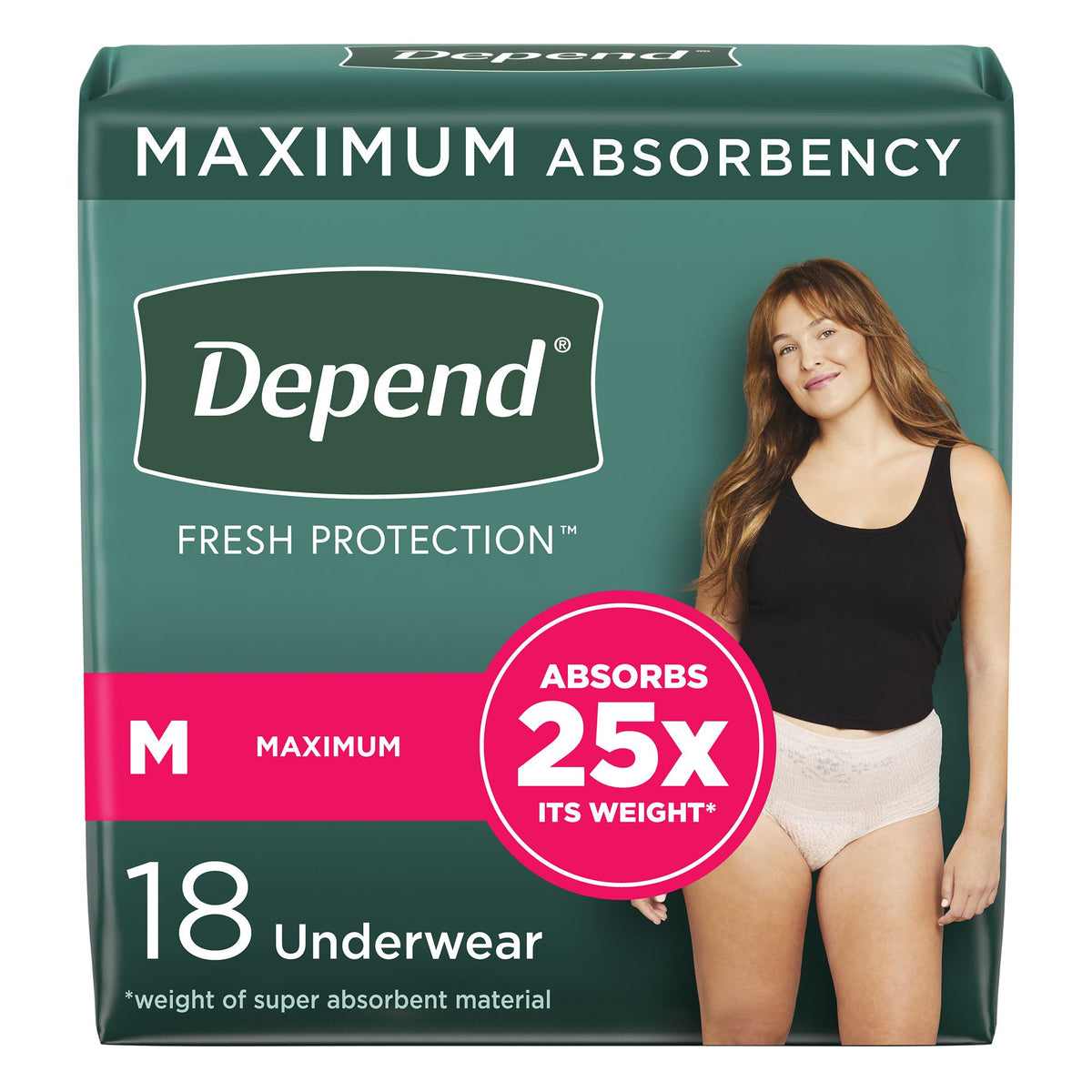Depend® FIT-FLEX® Womens Absorbent Underwear, Medium, Tan