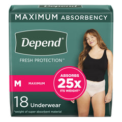 Depend® FIT-FLEX® Womens Absorbent Underwear, Medium, Tan