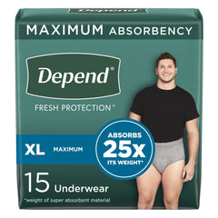 Depend FIT-FLEX Absorbent Underwear for Men, 44" to 64" Waist, X-Large