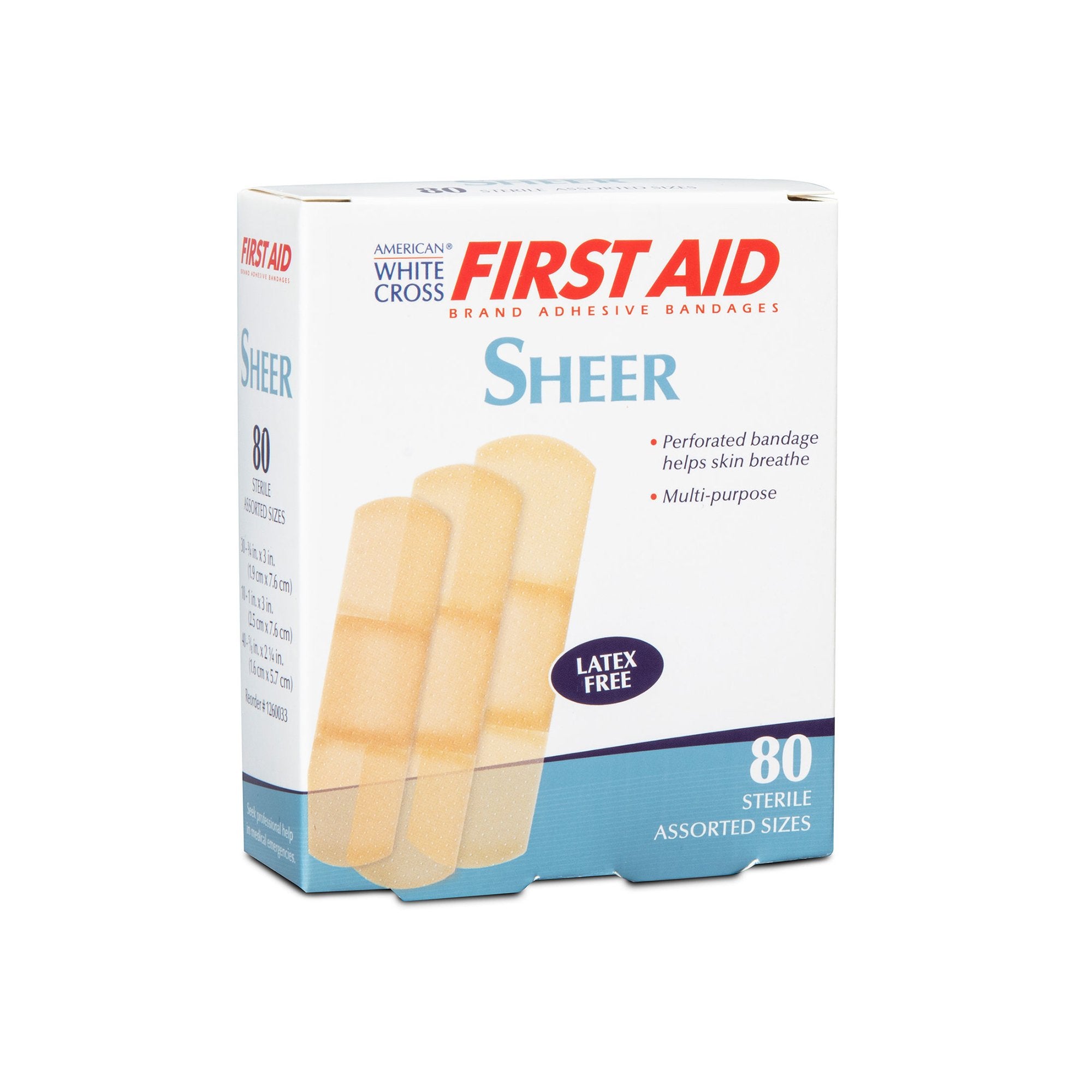 American® White Cross Sheer Adhesive Strip, Assorted Sizes