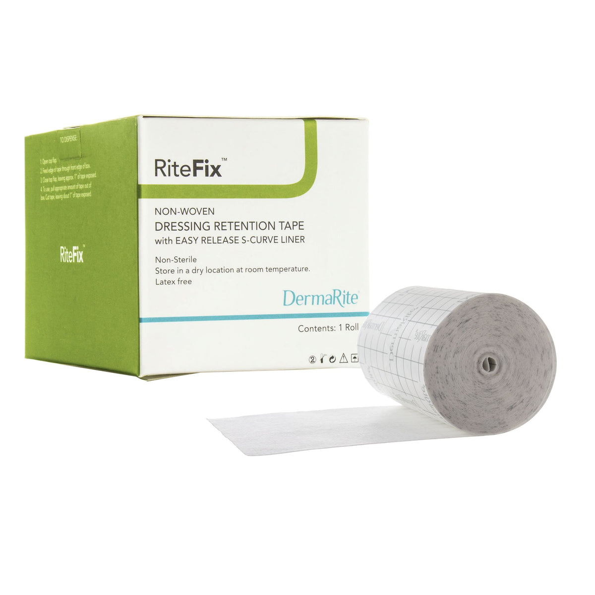 RiteFix Nonwoven Dressing Retention Tape, 1 Inch x 11 Yard, White