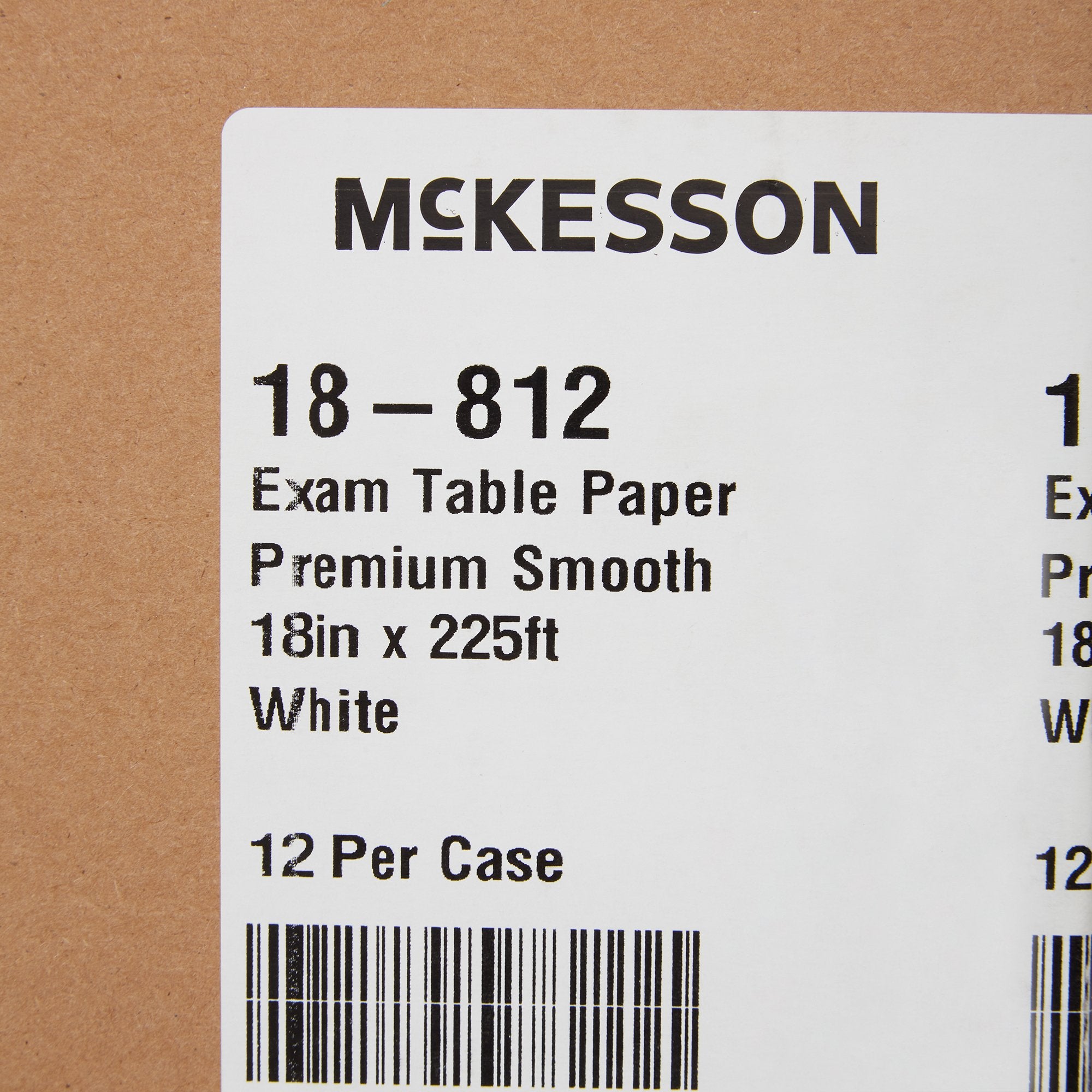 McKesson Exam Table Paper, Premium Smooth, White, 18 in x 225 ft, 12 Count