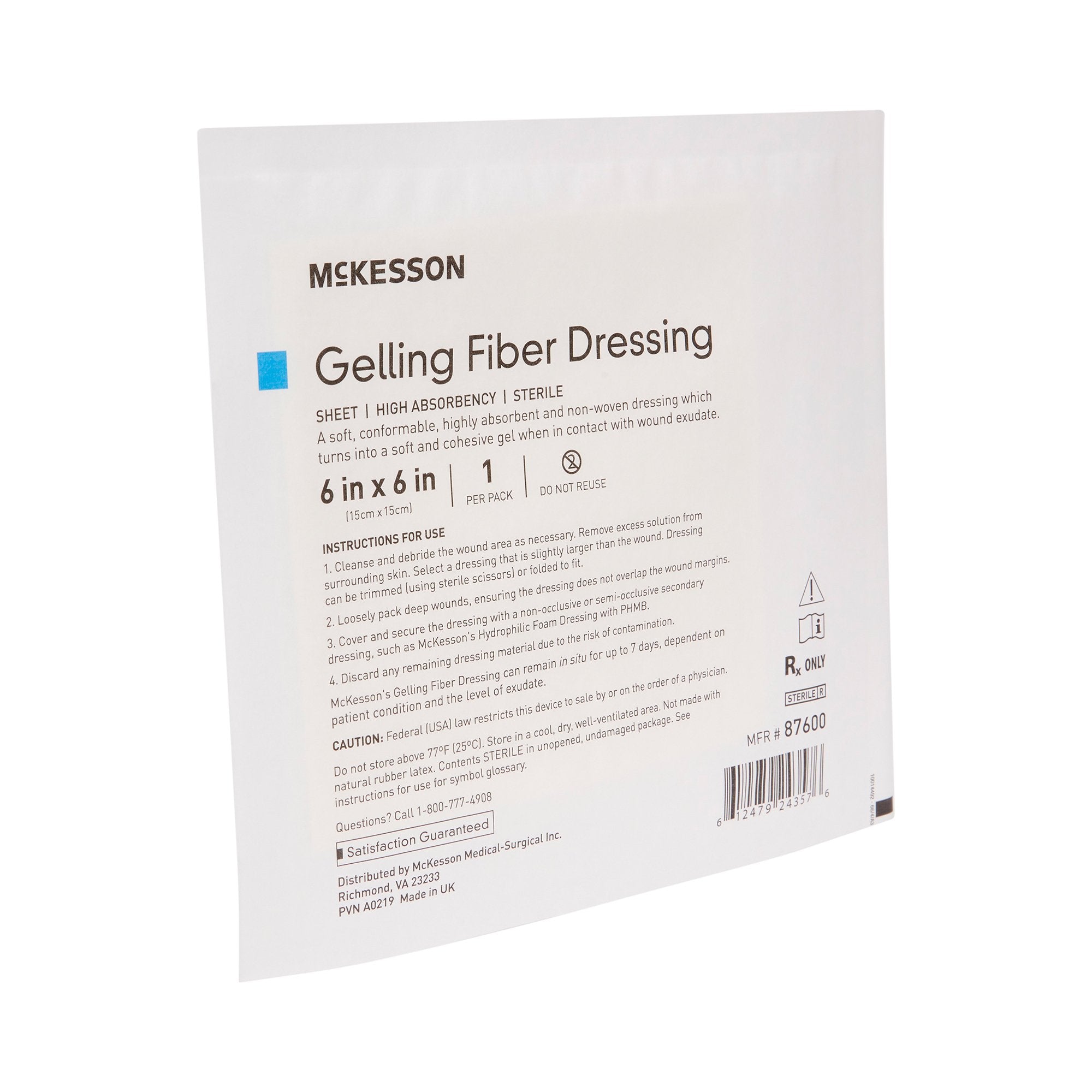 McKesson Absorbent Gelling Fiber Dressing, 6 x 6 Inch