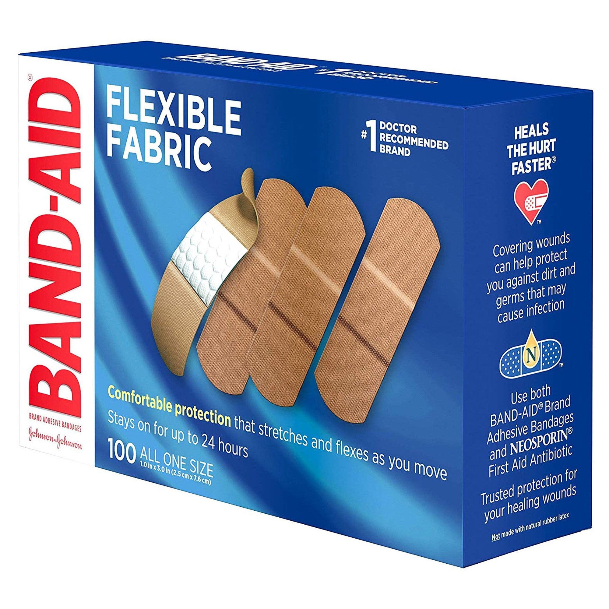 Band-Aid® Flexible Fabric Tan Adhesive Strip, 1 x 3 Inch