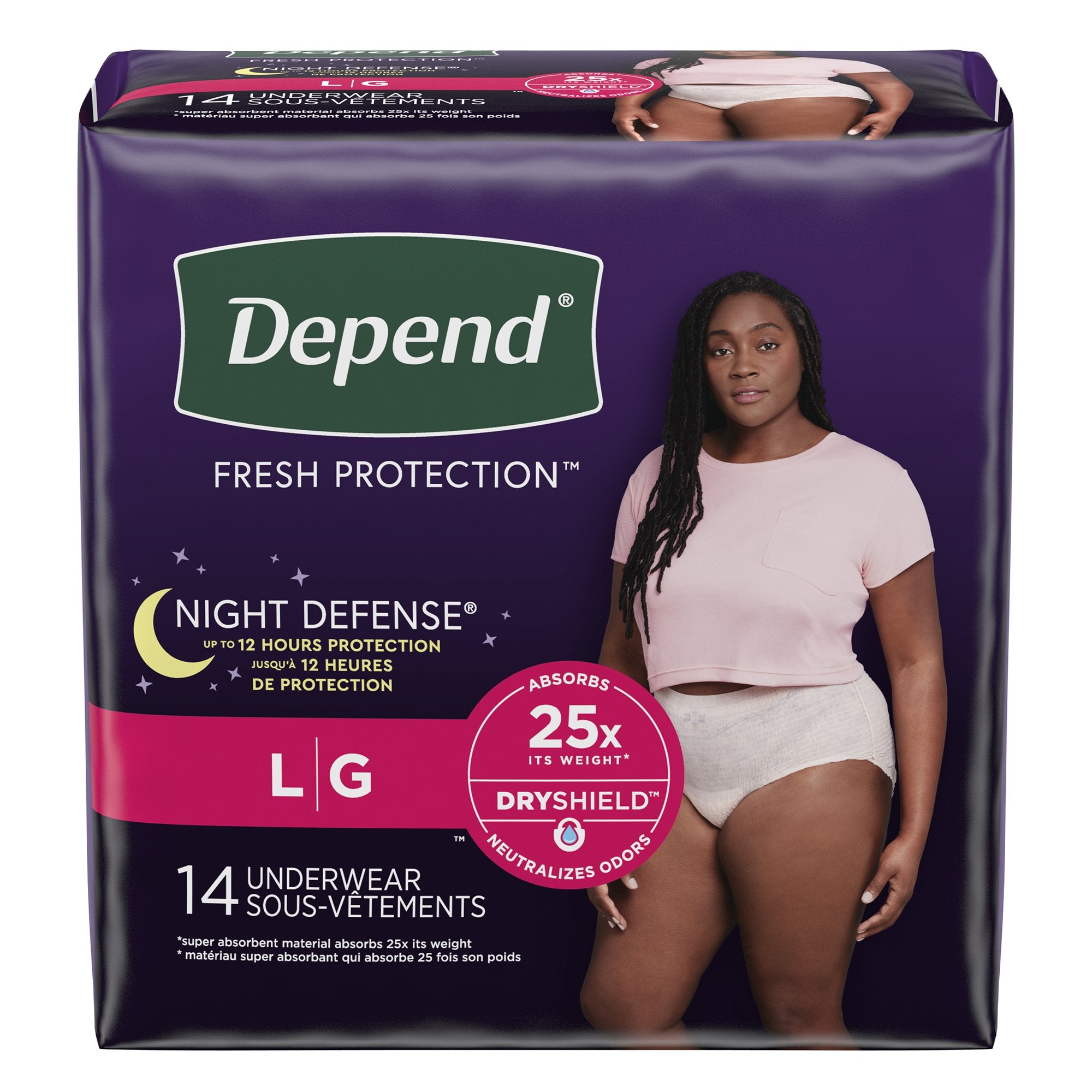 Depend® Night Defense® Absorbent Underwear, Large