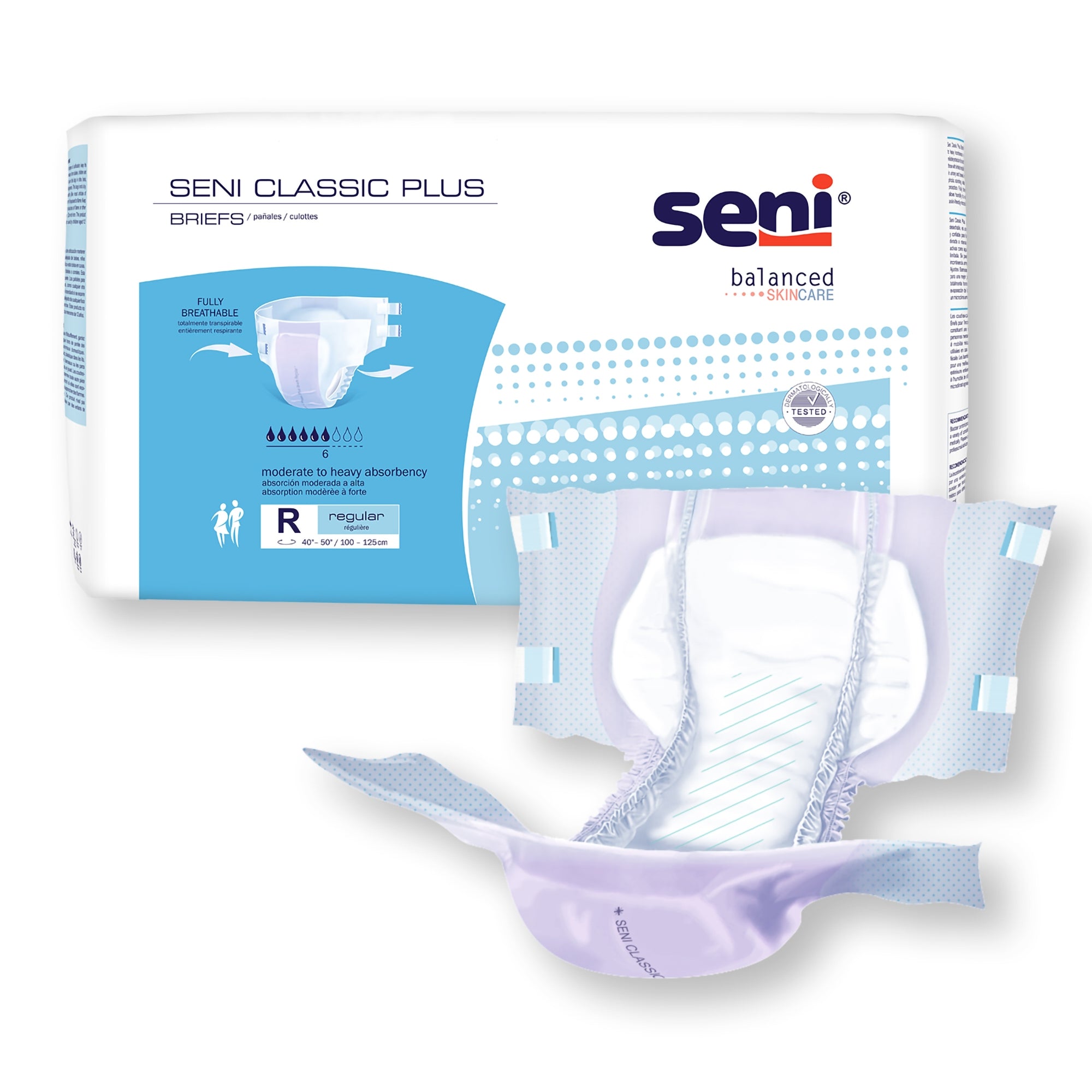 Seni® Classic Plus Moderate to Heavy Absorbency Incontinence Brief, Regular