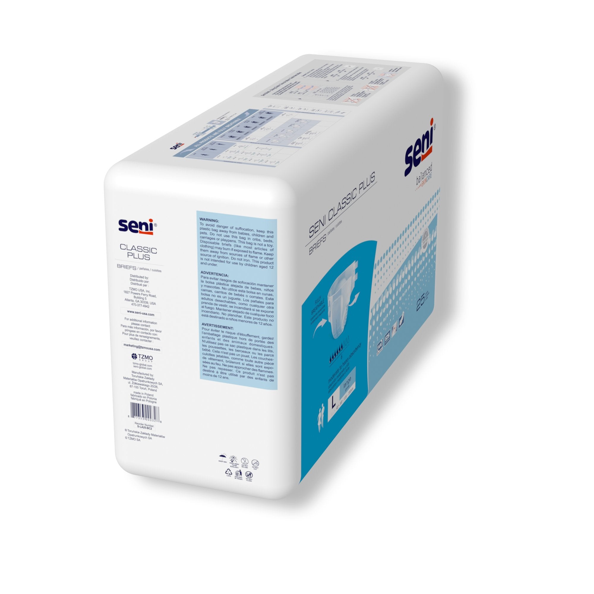 Seni® Classic Plus Moderate to Heavy Incontinence Brief, Large