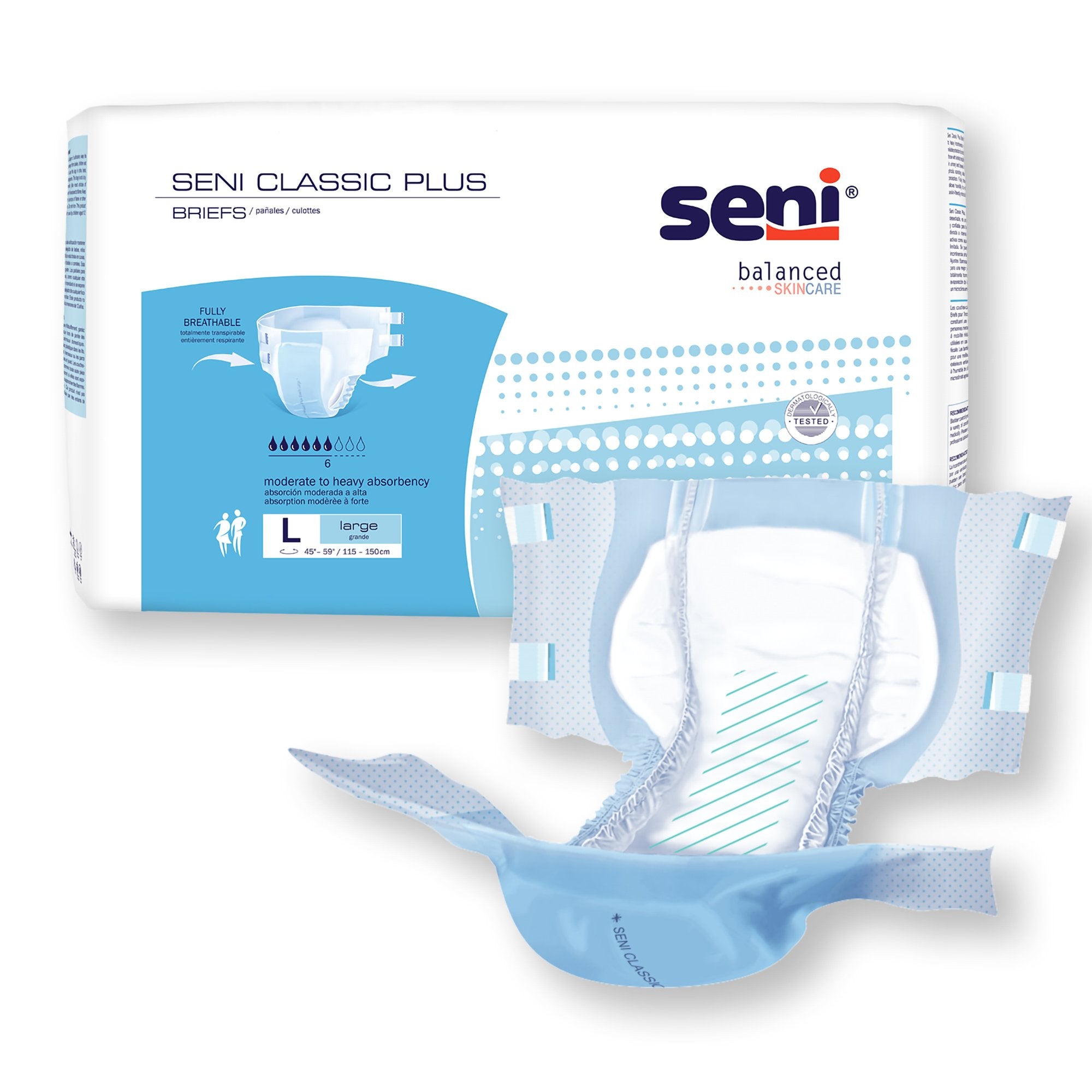 Seni® Classic Plus Moderate to Heavy Incontinence Brief, Large