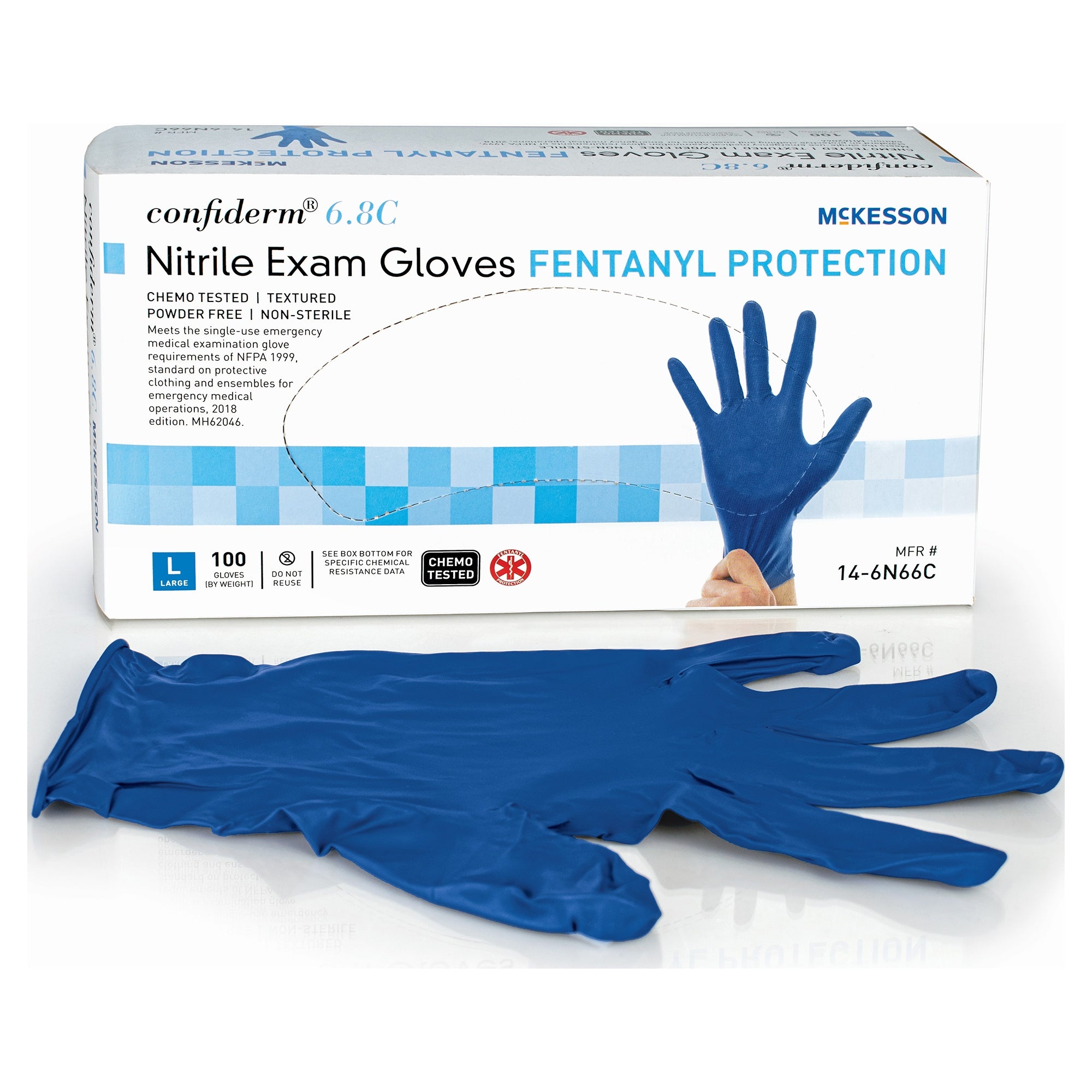 McKesson Confiderm® 6.8C Nitrile Exam Glove, Large, Blue
