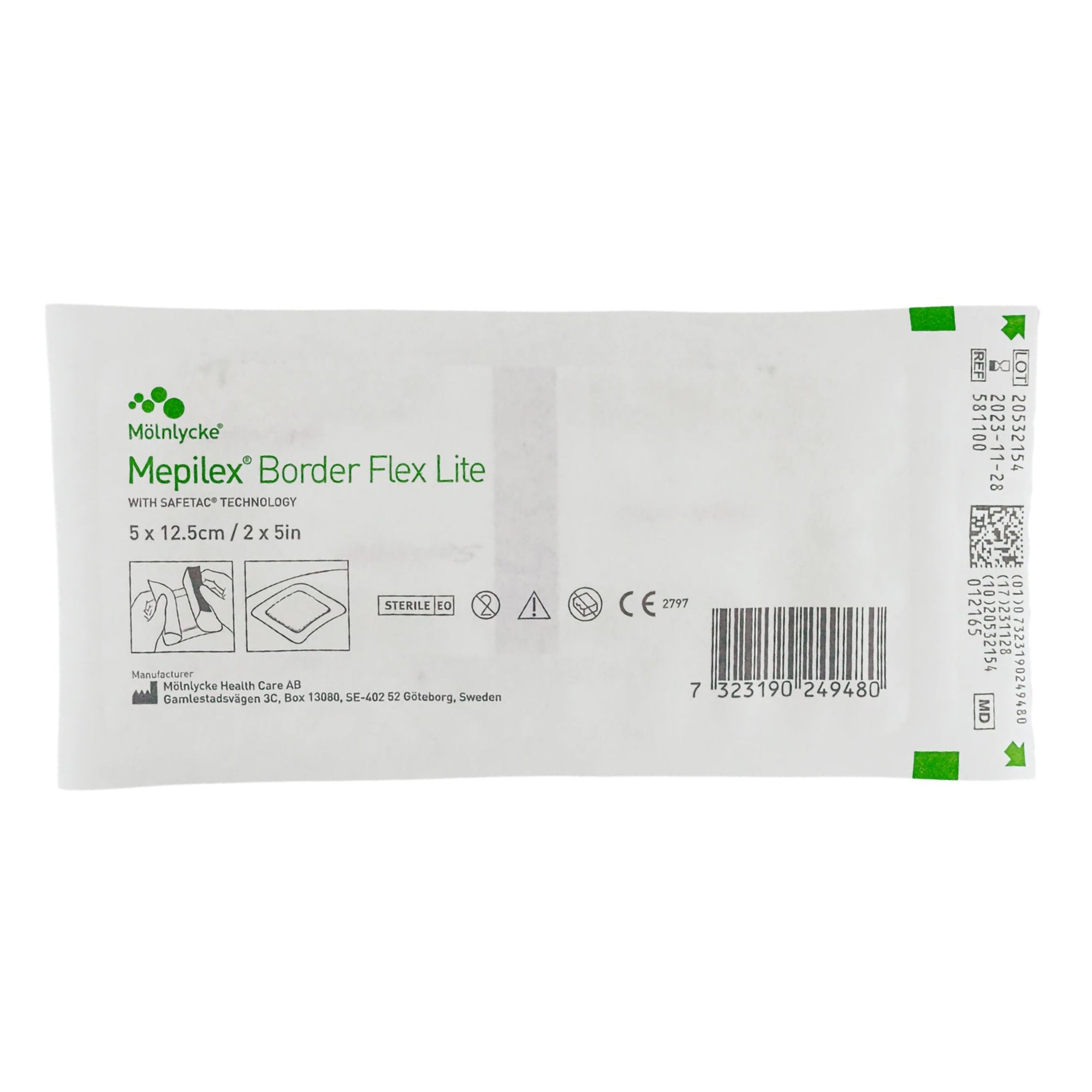 Mepilex® Border Flex Lite Silicone Foam Dressing, 2 x 5 Inch