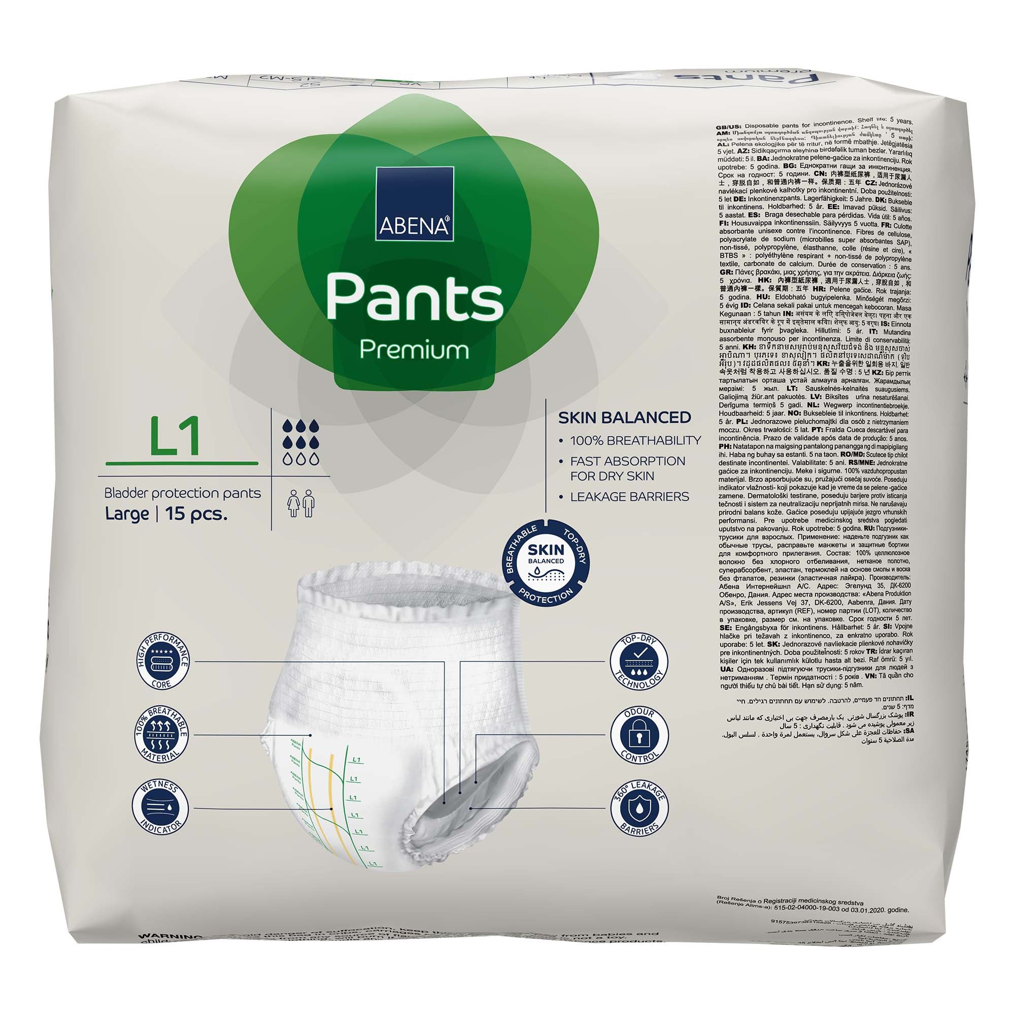 Abena® Premium Pants L1 Incontinence Brief, Large