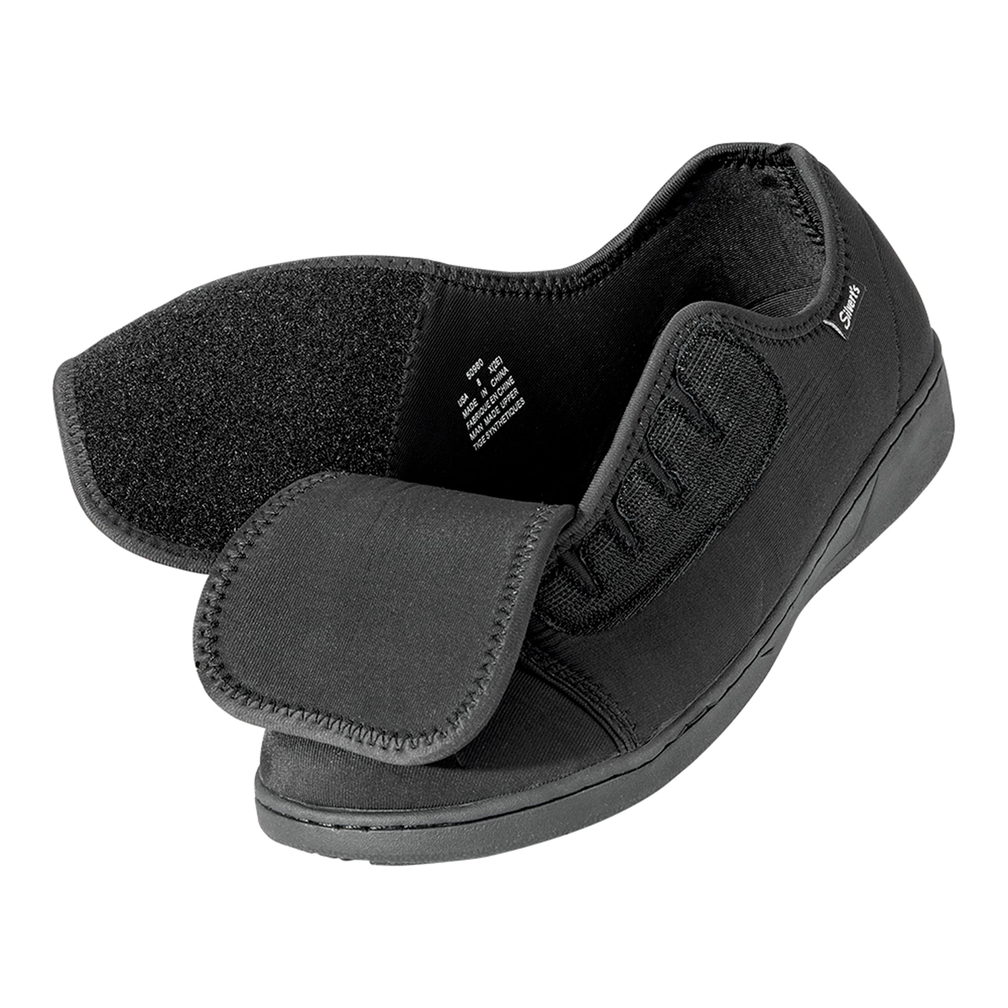 Silverts® Ultra Comfort Flex Hook and Loop Closure Shoe, Size 12, Black