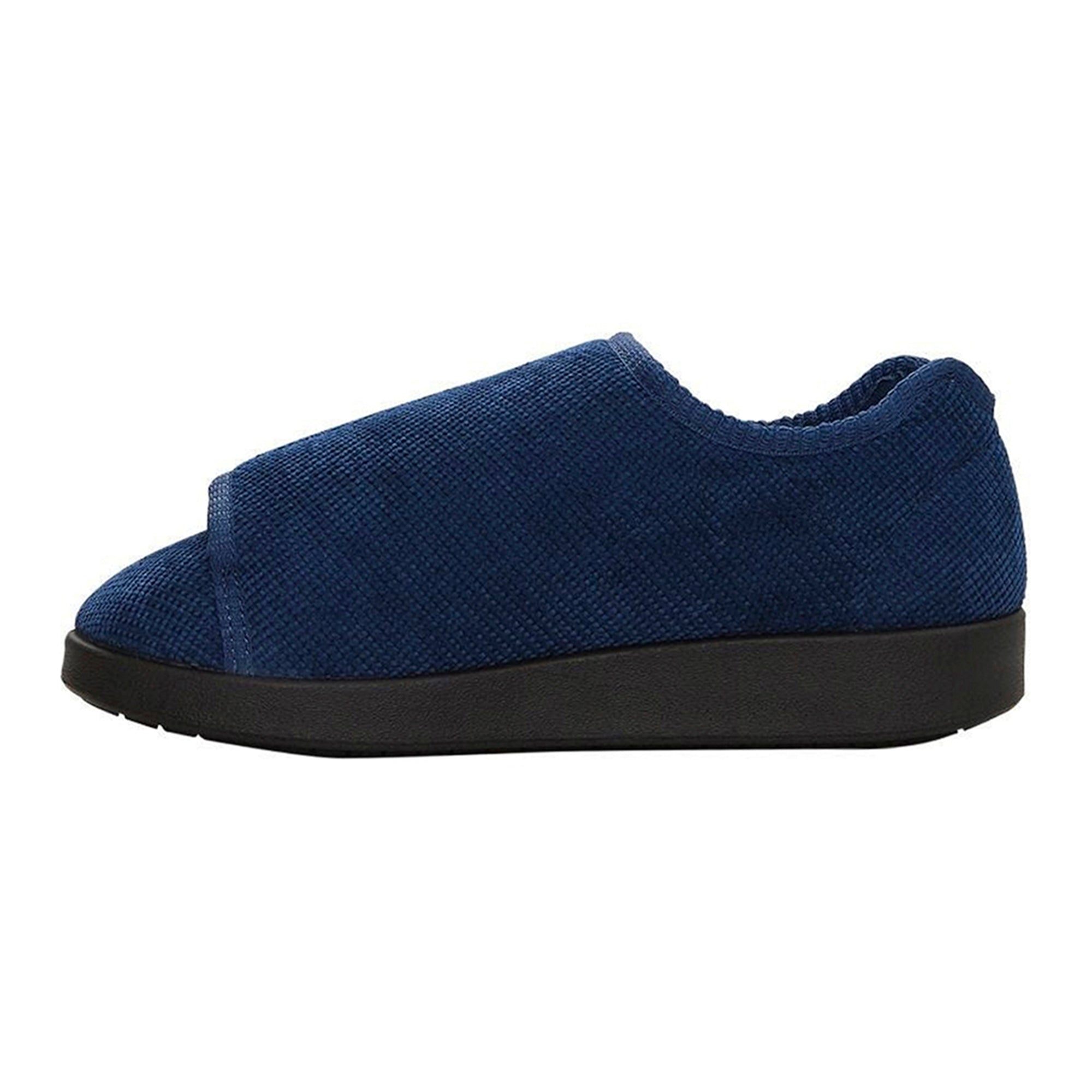 Silverts® Women's Double Extra Wide Easy Closure Slippers, Navy Blue, Size 10