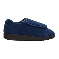 Silverts® Women's Double Extra Wide Easy Closure Slippers, Navy Blue, Size 10