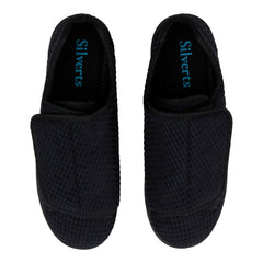 Silverts® Men's Double Extra Wide Slip Resistant Slippers, Black, Size 12