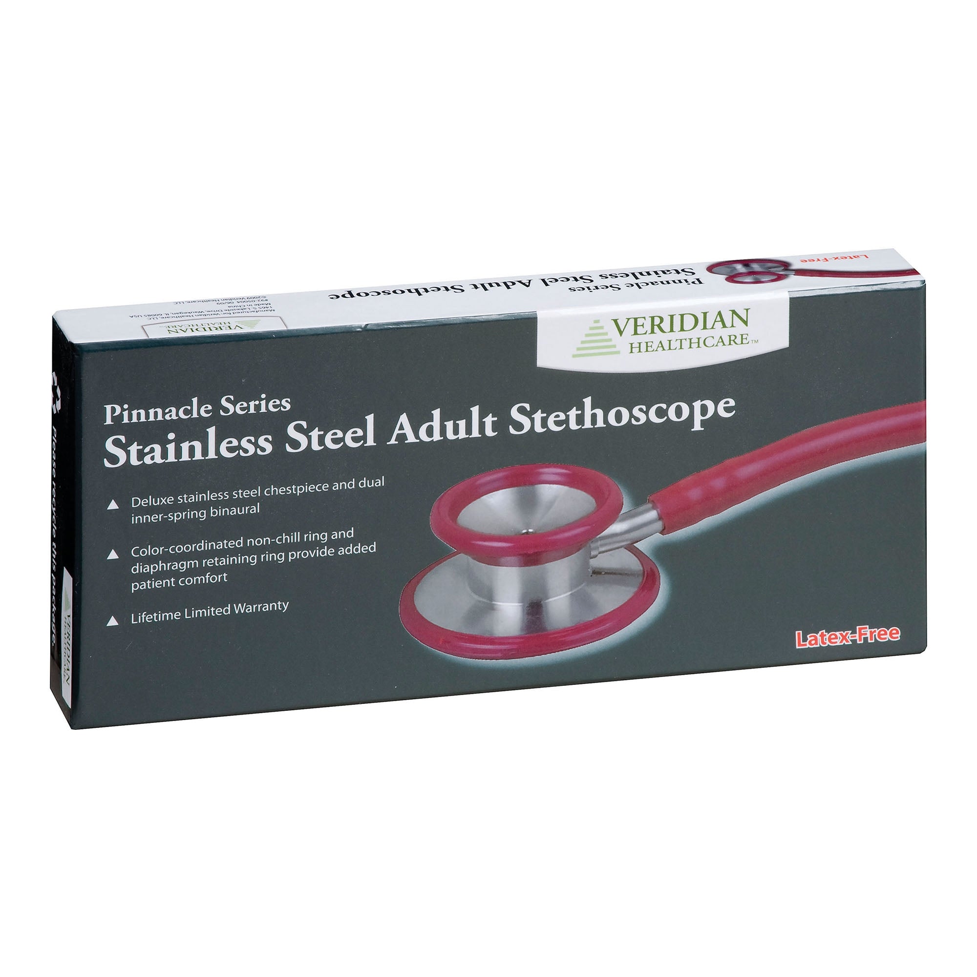 Veridian Pinnacale Series Stainless Steel Stethoscope, Black