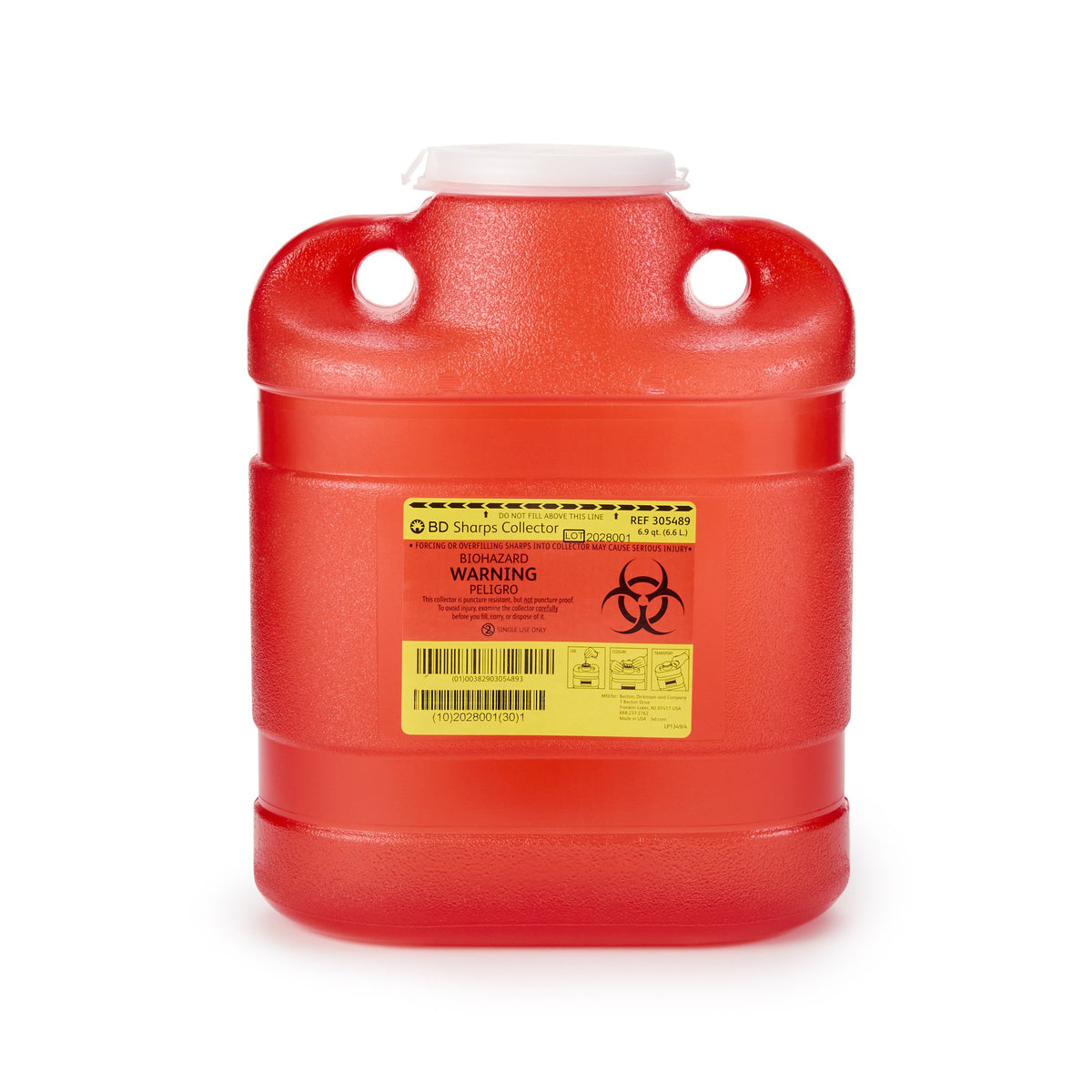 Becton Dickinson Red Sharps Container, 6.9 Quart, 11Â½ x 8Â¾ x 5Â½ Inch
