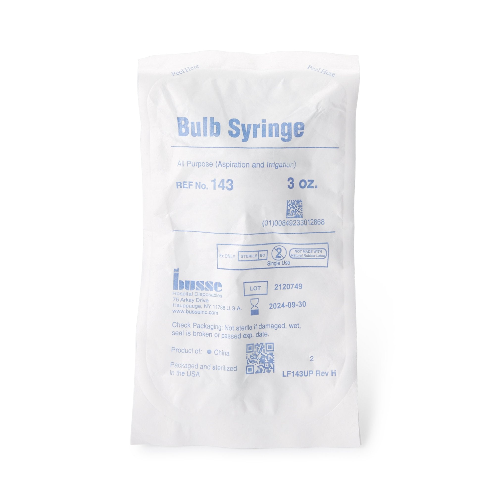 Busse Hospital Disposables Ear / Ulcer Bulb Syringe