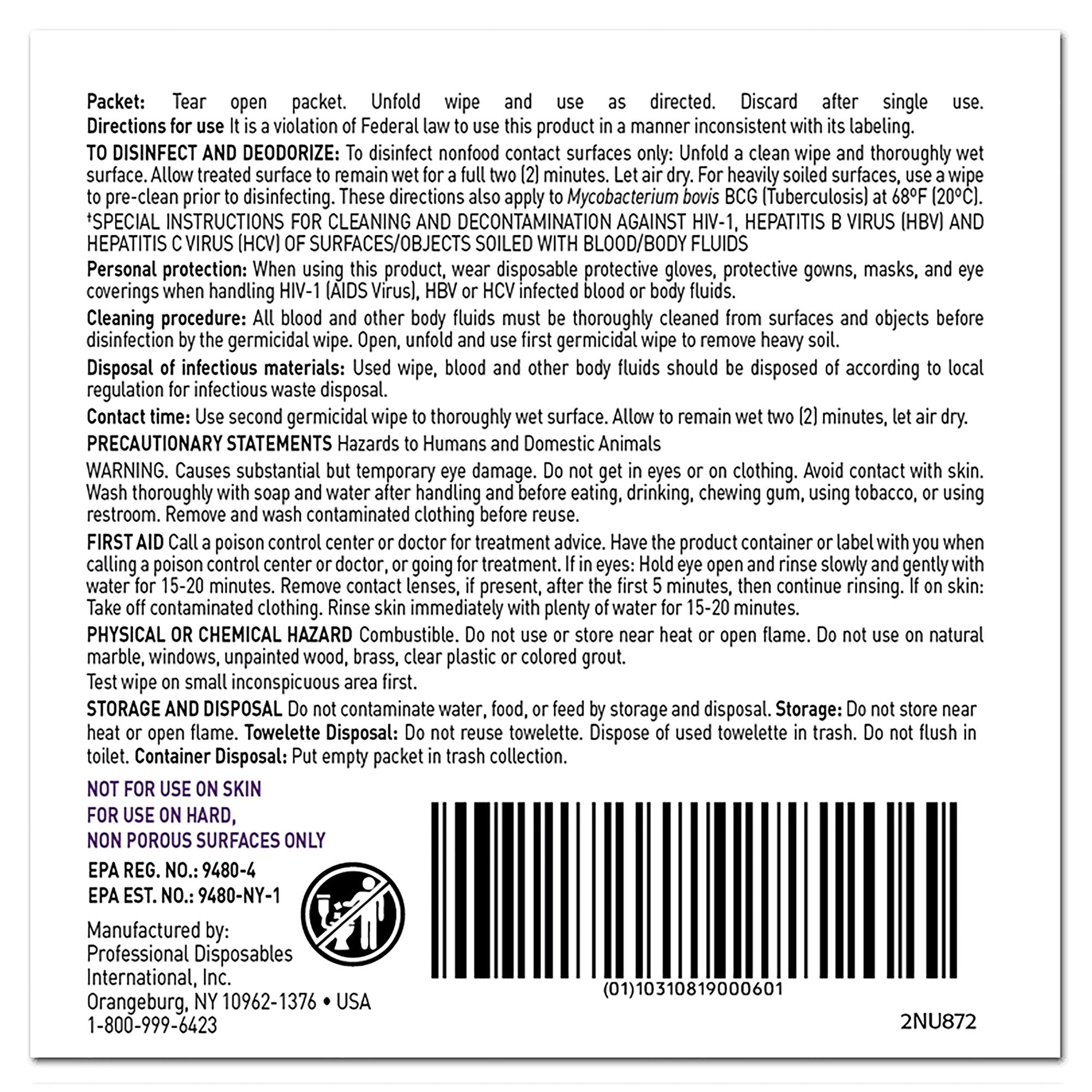 Super Sani-Cloth® Surface Disinfectant Wipe, X-Large Individual Packet