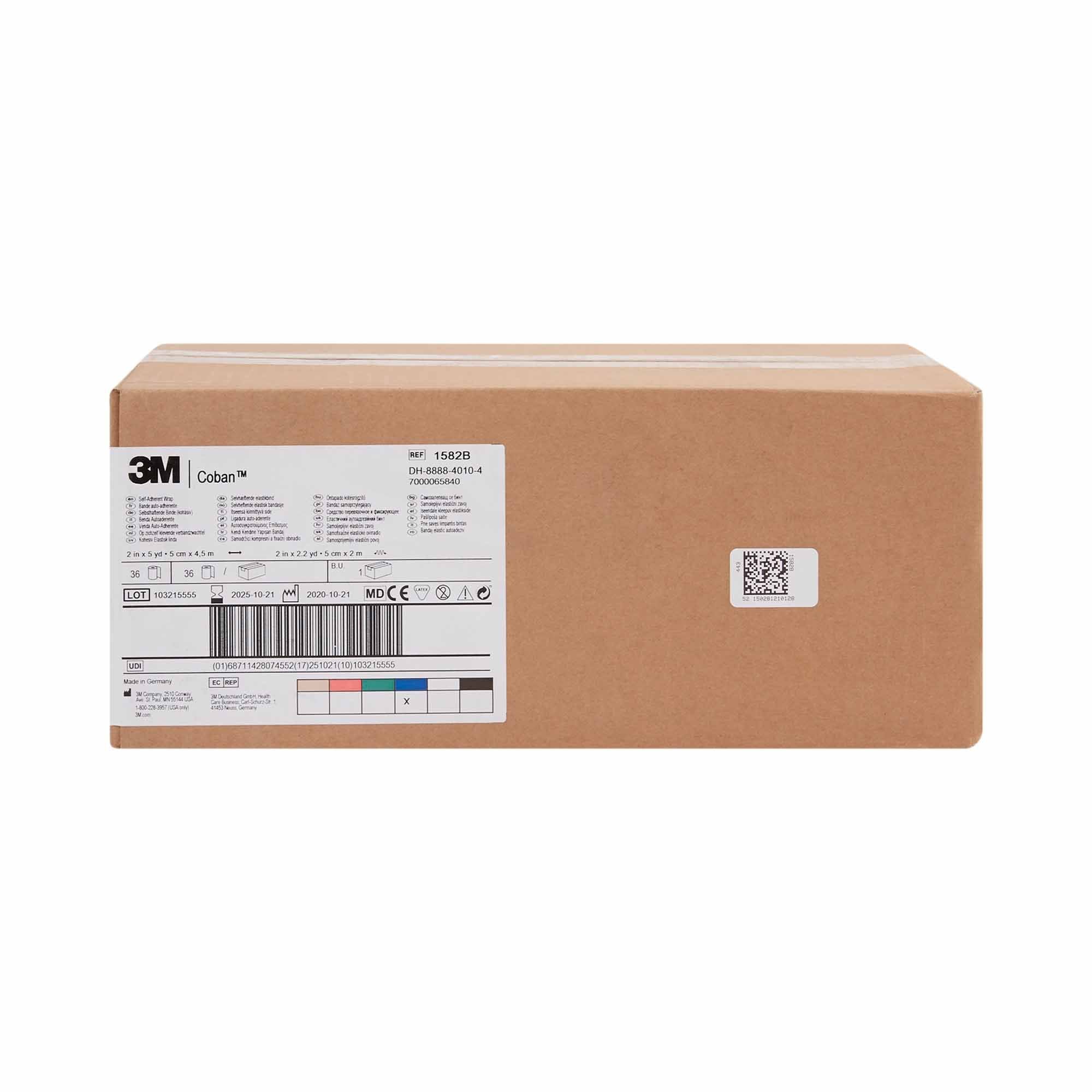 3M Coban Self-adherent Closure Cohesive Bandage, 2 Inch x 5 Yard, Blue