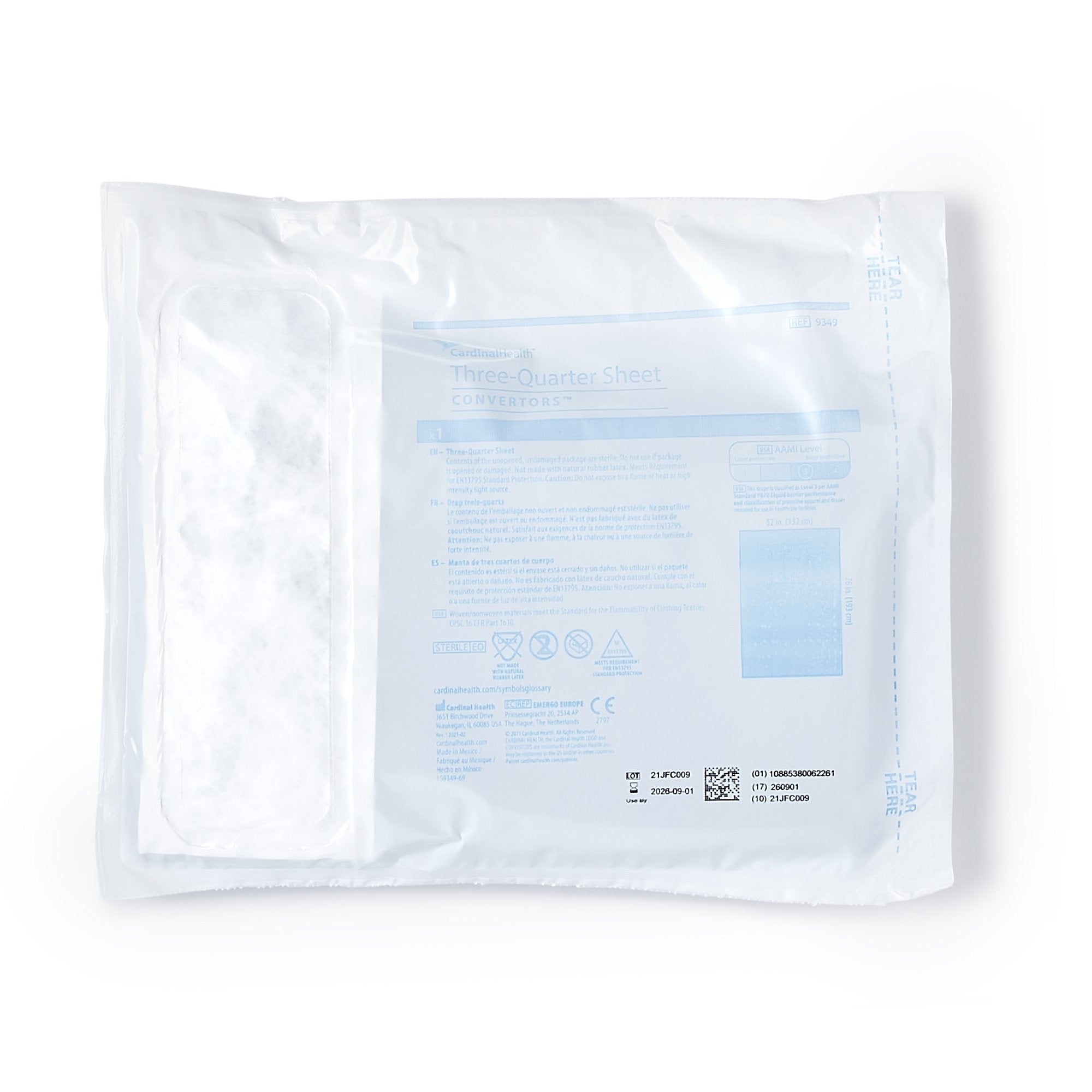Cardinal Health Sterile Three-Quarter General Purpose Drape, 57 x 76 Inch