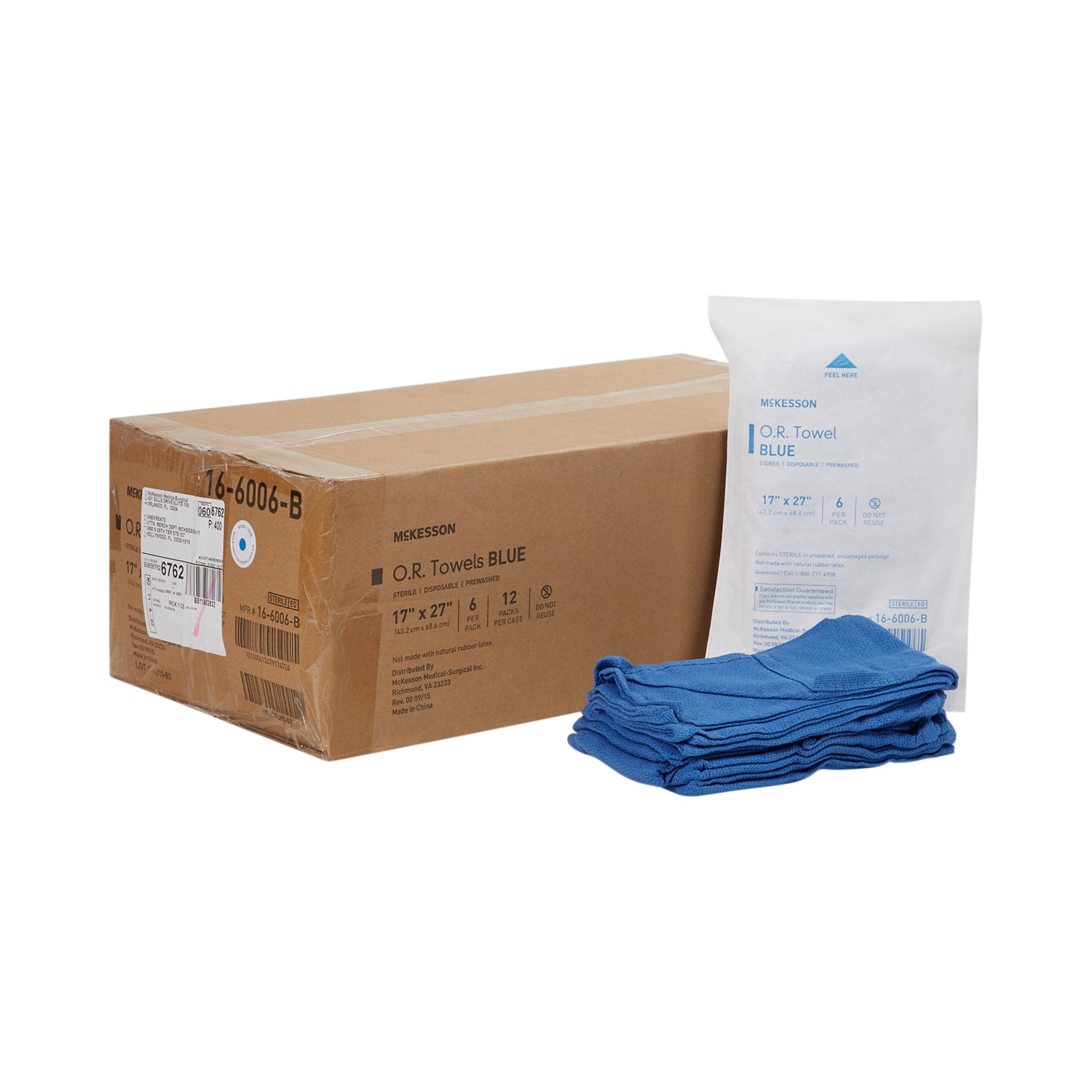 McKesson Sterile Blue O.R. Towel, 17 x 27 Inch