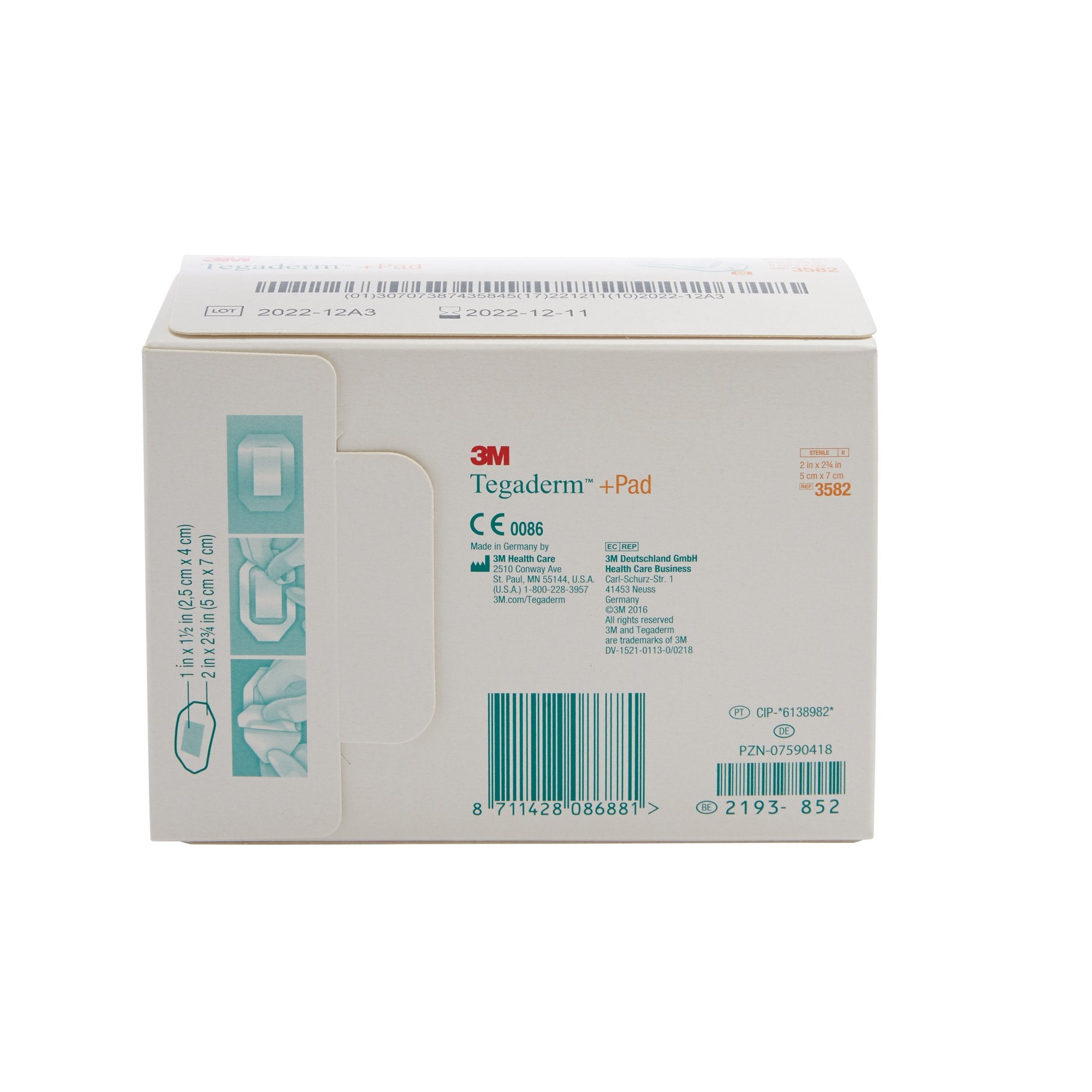 3M Tegaderm Film Dressing with Pad, 2 x 2-3/4 Inch