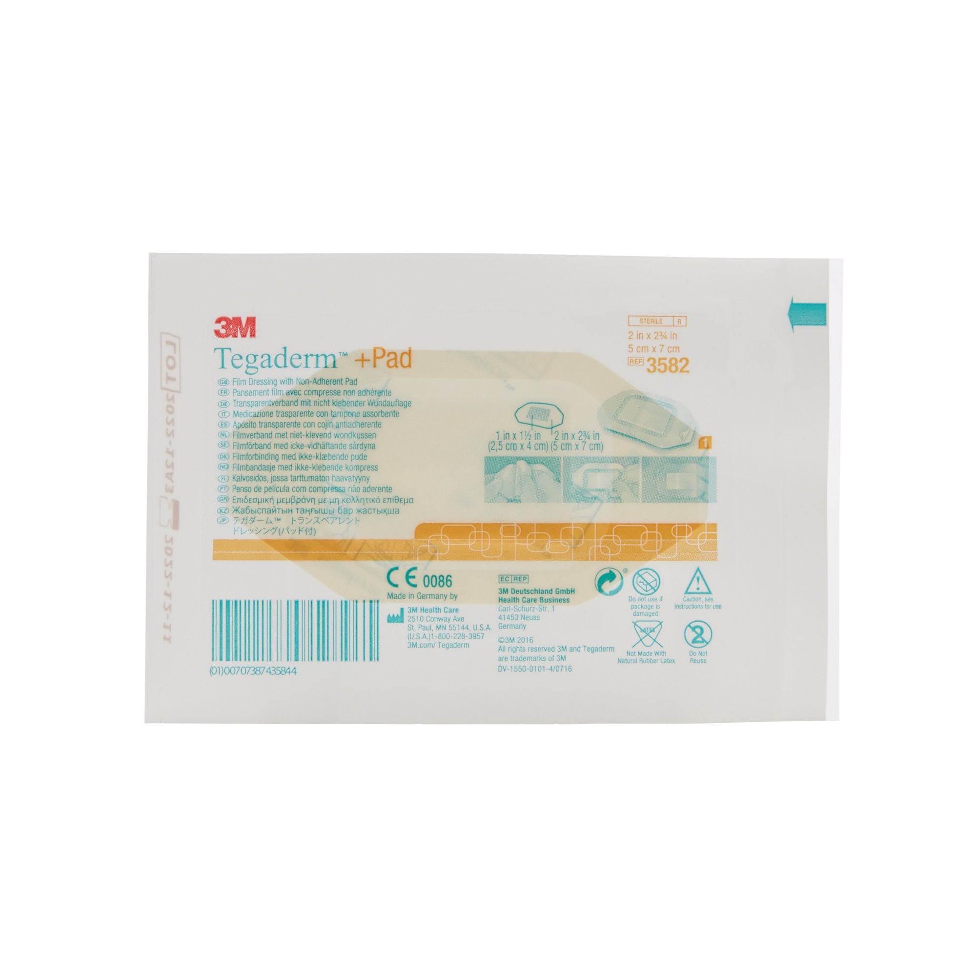 3M Tegaderm Film Dressing with Pad, 2 x 2-3/4 Inch