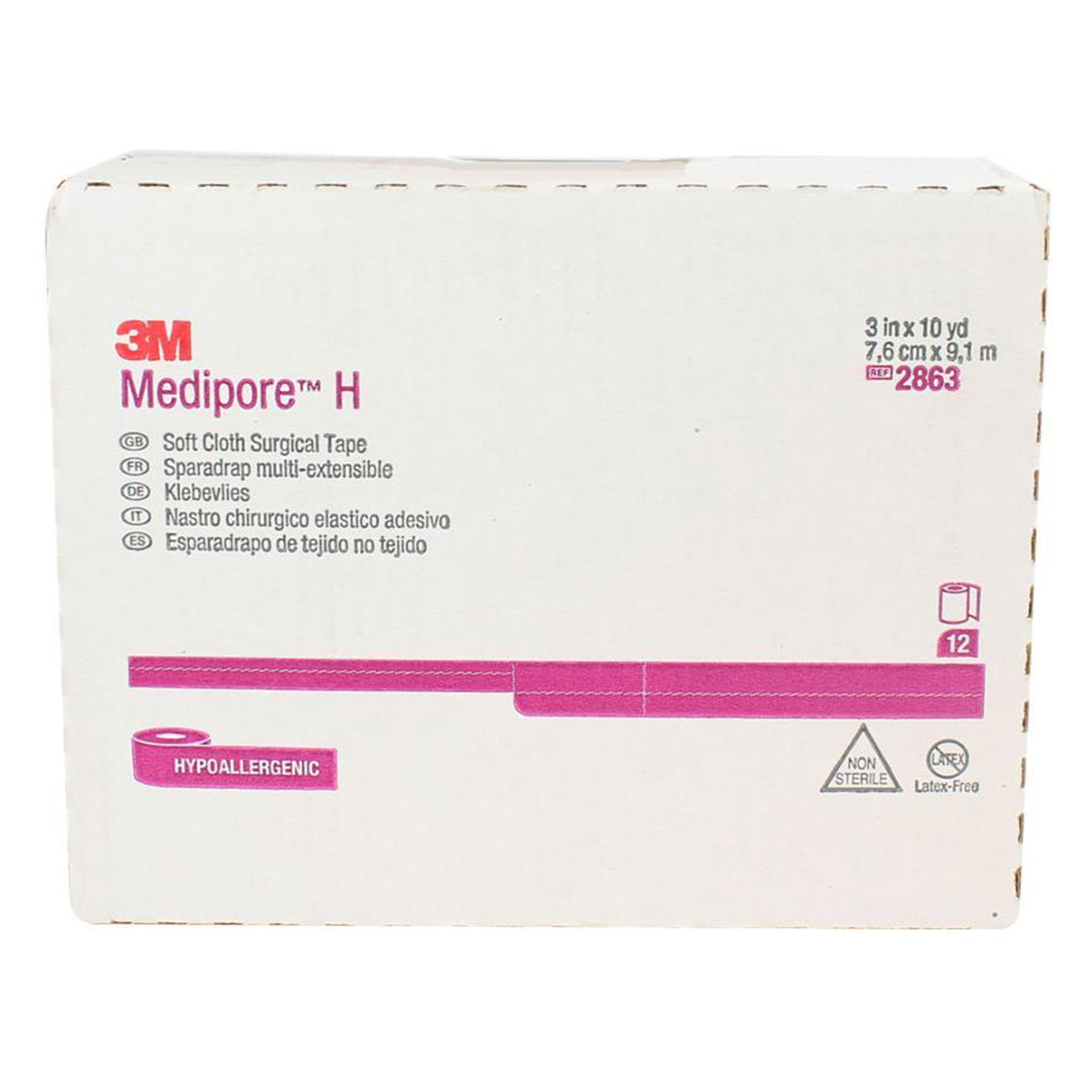 3M Medipore H Cloth Medical Tape, 3 Inch x 10 Yard, White