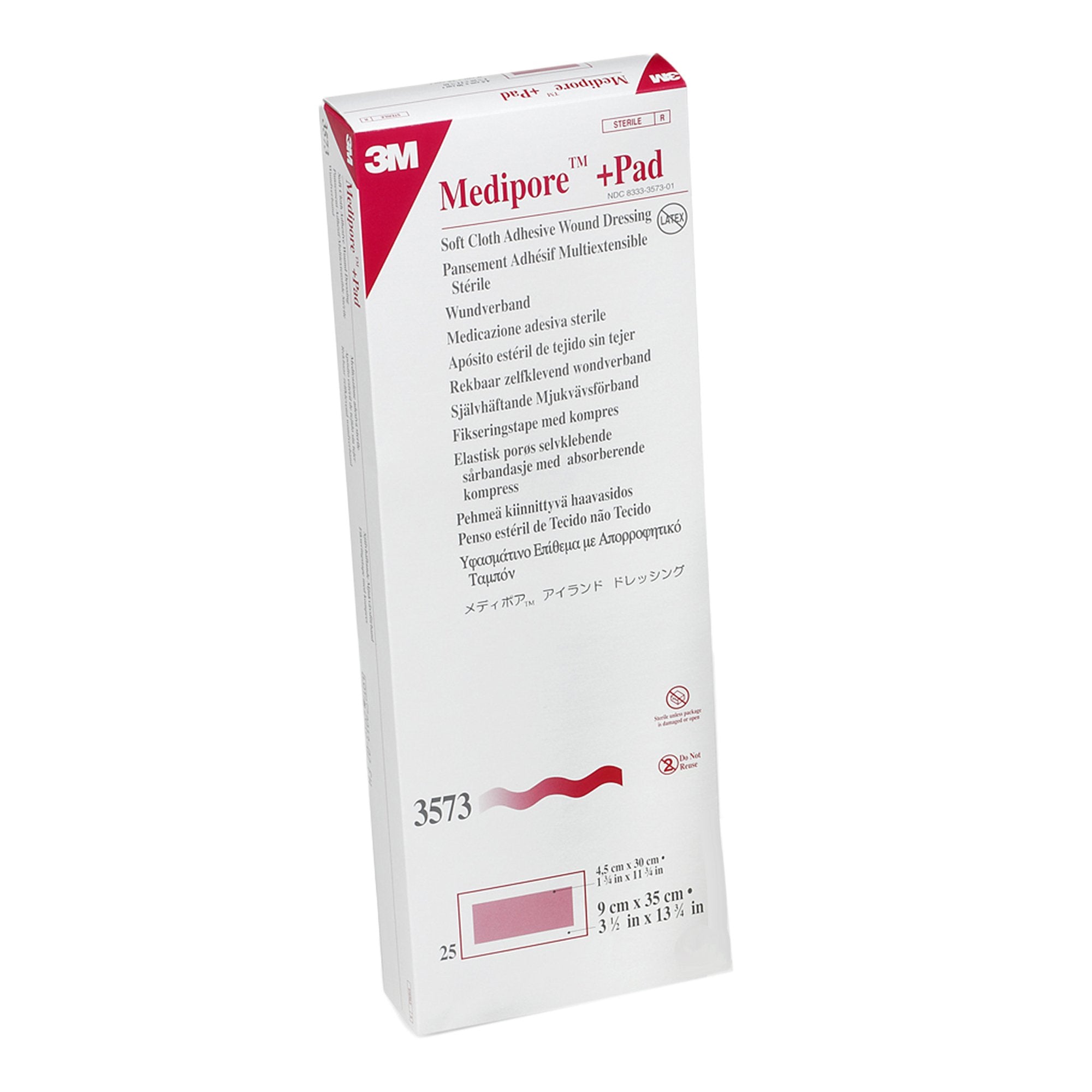 3M Medipore + Pad Soft Cloth Adhesive Dressing, 3Â½ x 13Â¾ Inch