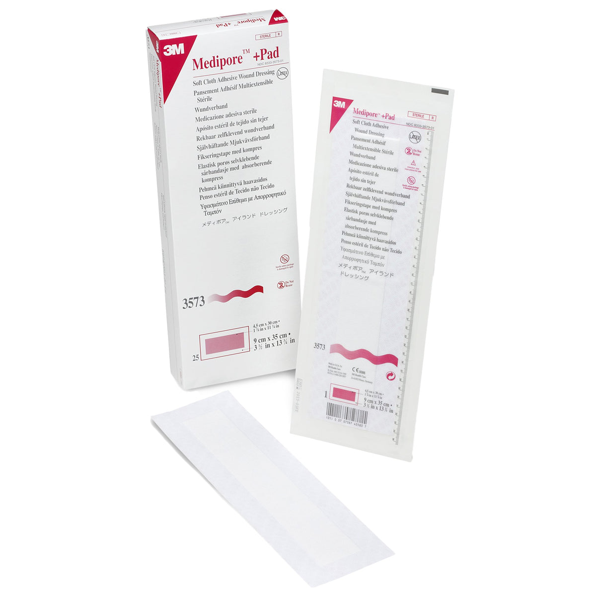 3M Medipore + Pad Soft Cloth Adhesive Dressing, 3Â½ x 13Â¾ Inch