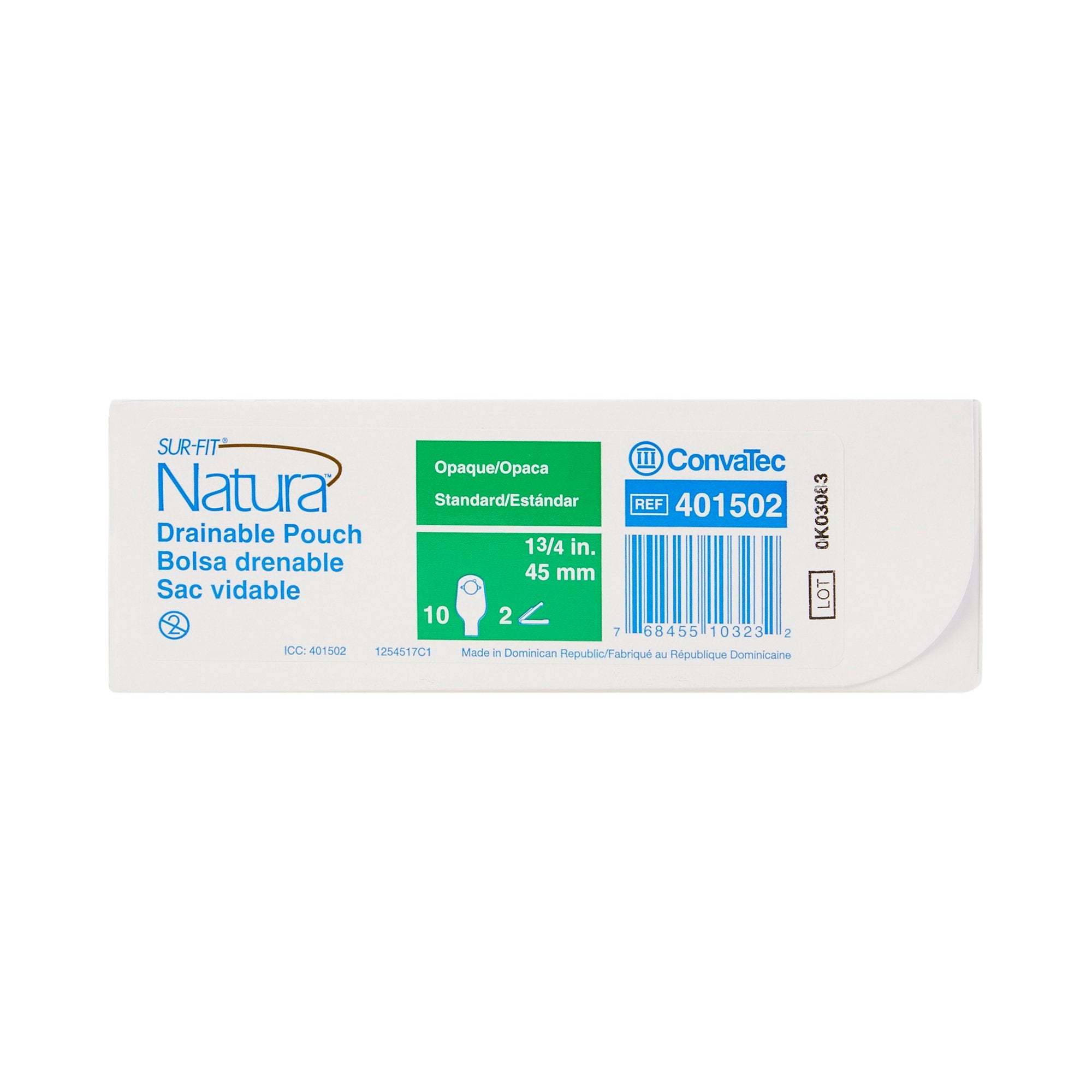 Sur-Fit Natura® Two-Piece Drainable Opaque Colostomy Pouch, 12 Inch Length, 1Â¾ Inch Flange