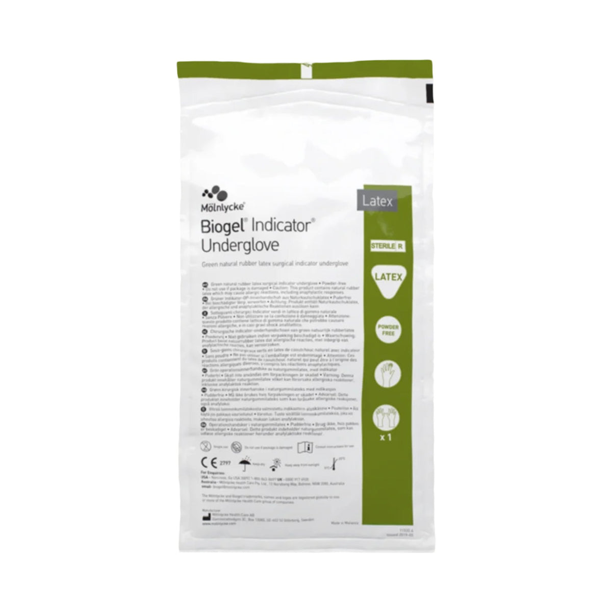 Biogel® Indicator Latex Surgical Underglove, Size 8.5, Green