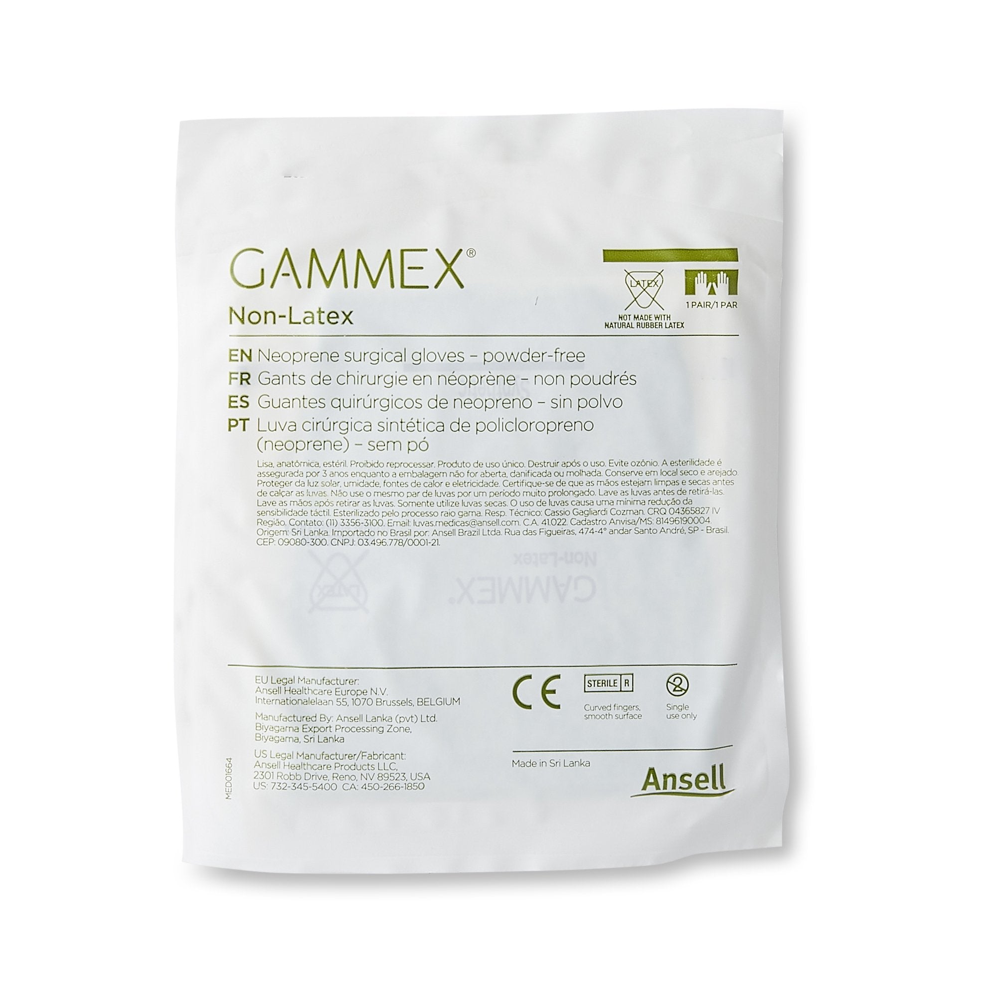 Gammex® Non-Latex Polyisoprene Surgical Glove, Size 8.5, Green