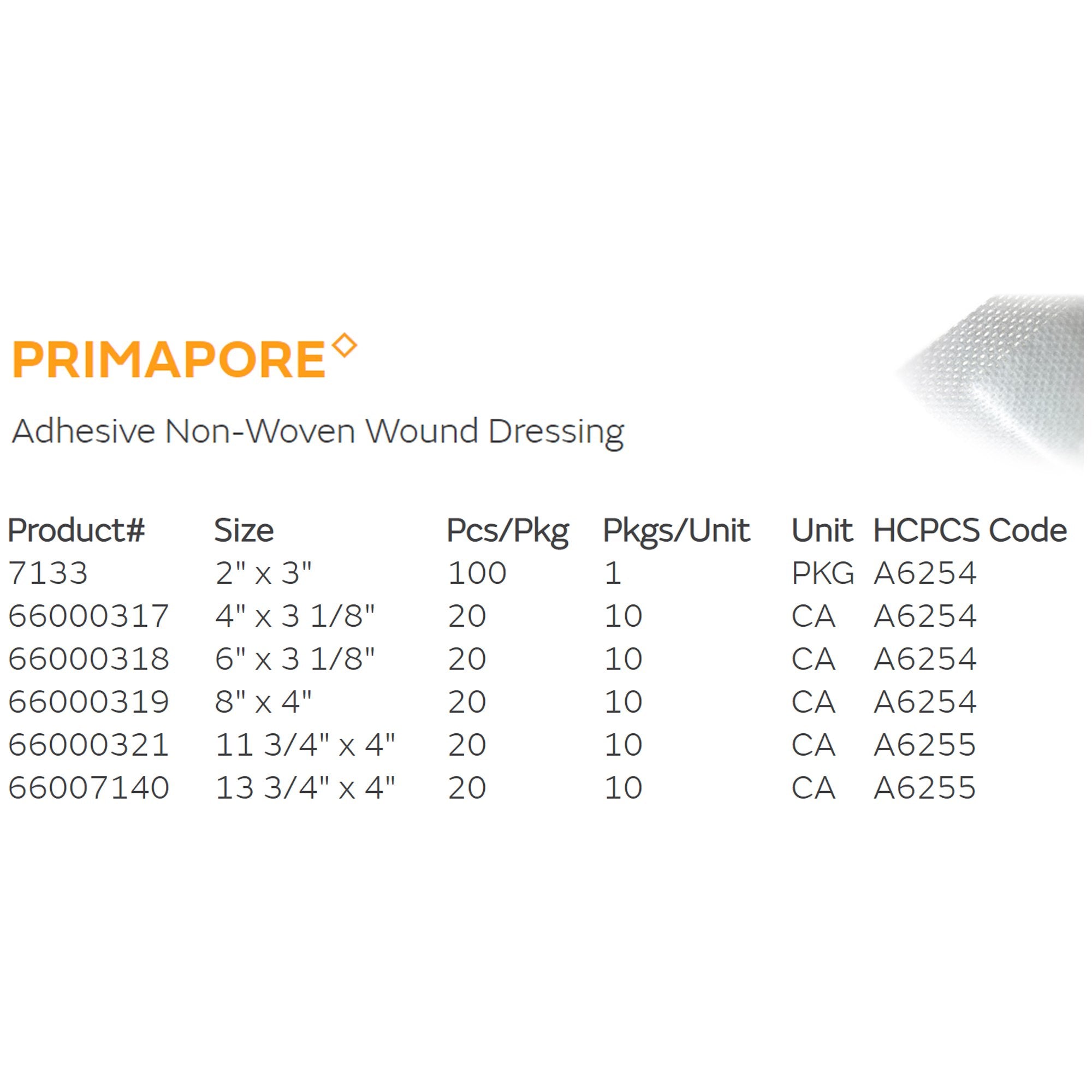Primapore White Adhesive Dressing, 8 x 15 Centimeter