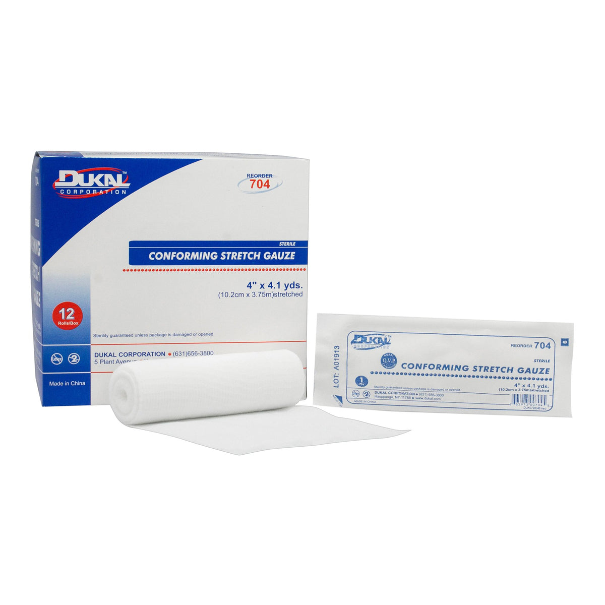 Dukal Sterile Conforming Bandage, 4 Inch x 4-1/10 Yard
