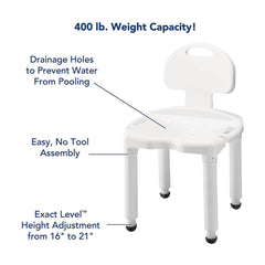 Carex Universal Bath Seat with Back, 400-lb Capacity