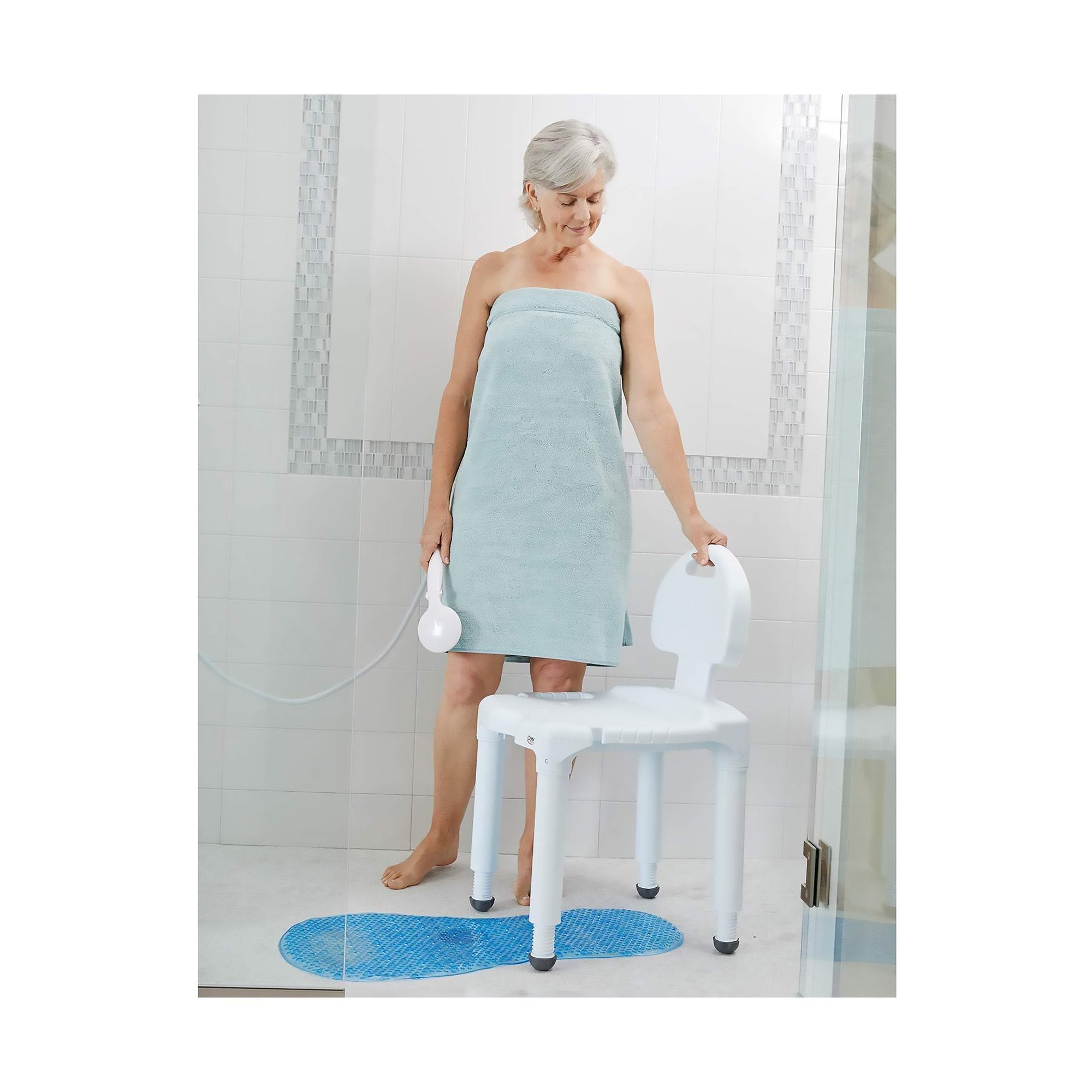 Carex Universal Bath Seat with Back, 400-lb Capacity